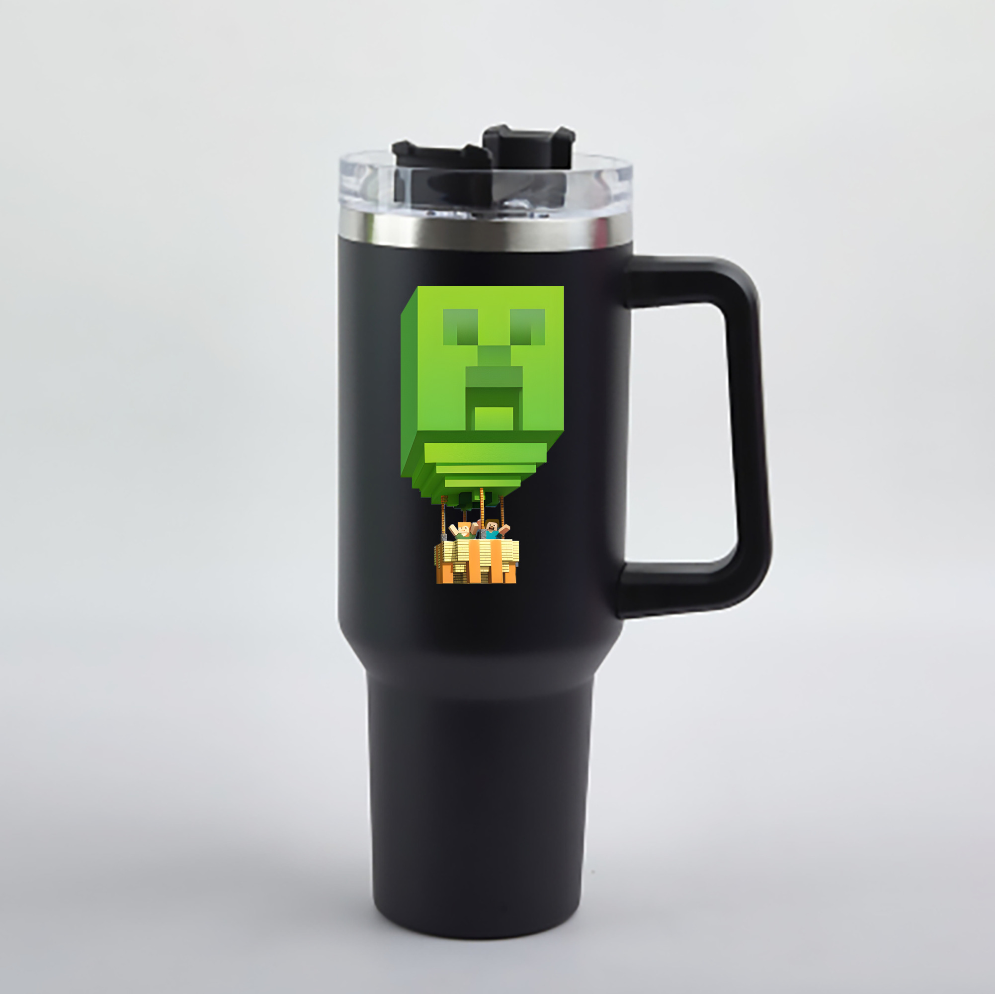 （画像用） マインクラフト ブロックの世界 Minecraft MC Block world 1200mL車用タンブラー - クリスタルステッカー（プラスチックストロー付き）