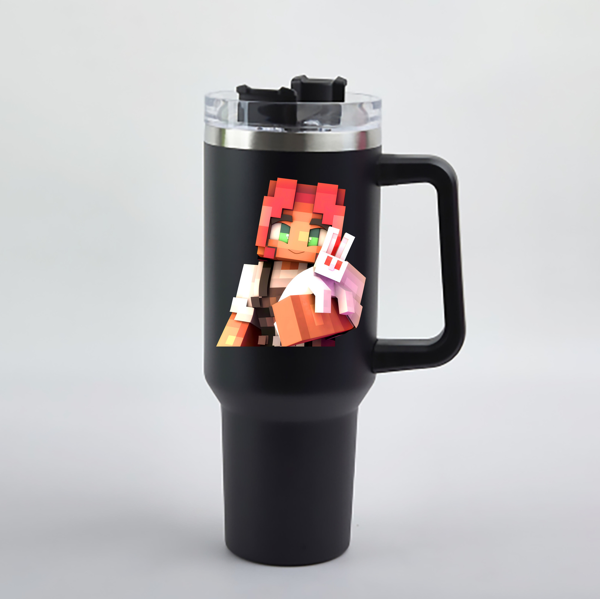 （画像用） マインクラフト ブロックの世界 Minecraft MC Block world 1200mL車用タンブラー - クリスタルステッカー（プラスチックストロー付き）