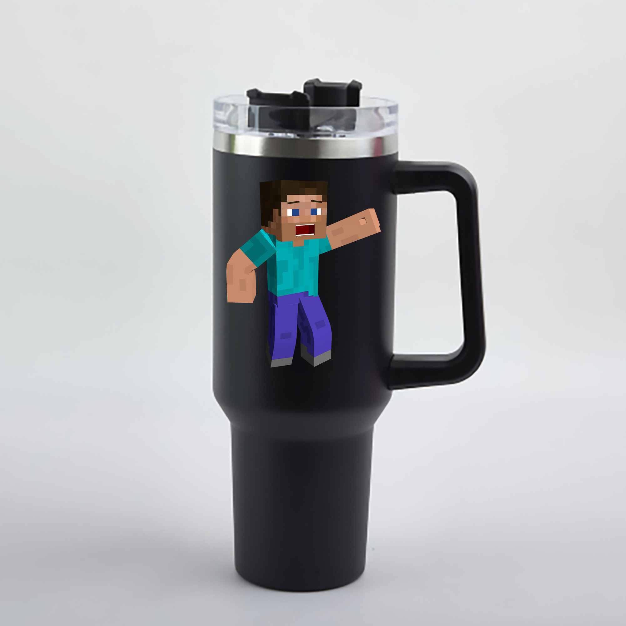 （画像用） マインクラフト ブロックの世界 Minecraft MC Block world 1200mL車用タンブラー - クリスタルステッカー（プラスチックストロー付き）