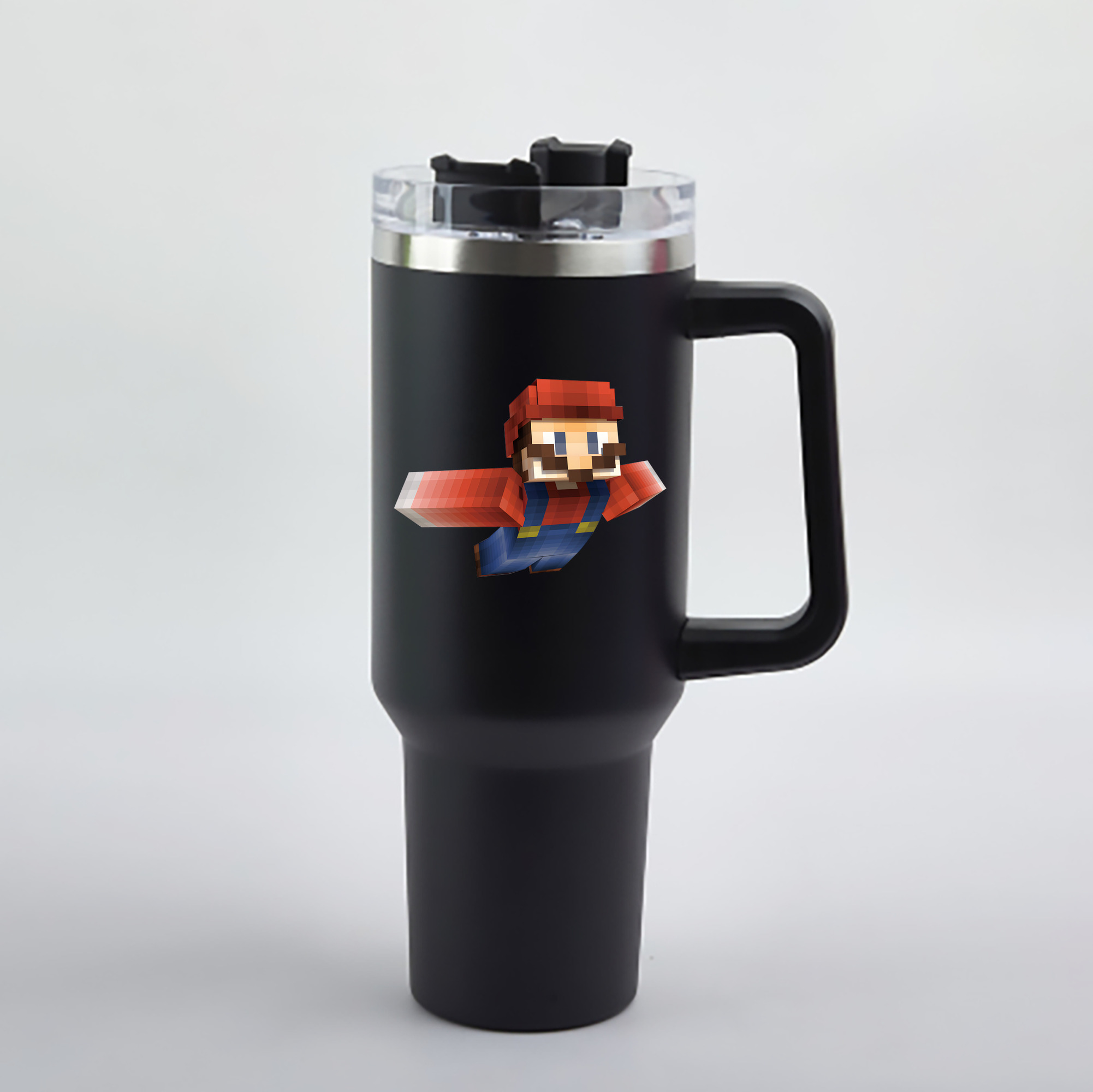 （画像用） マインクラフト ブロックの世界 Minecraft MC Block world 1200mL車用タンブラー - クリスタルステッカー（プラスチックストロー付き）