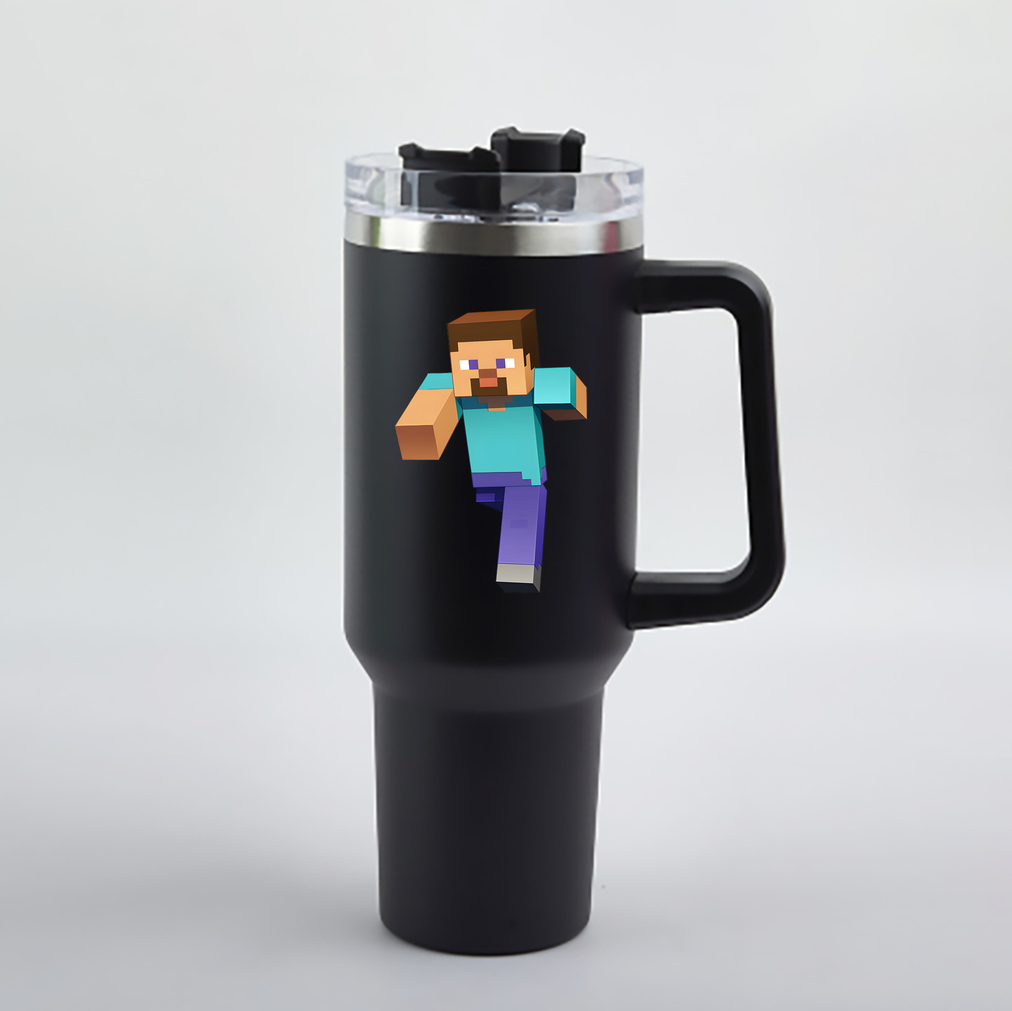 （画像用） マインクラフト ブロックの世界 Minecraft MC Block world 1200mL車用タンブラー - クリスタルステッカー（プラスチックストロー付き）