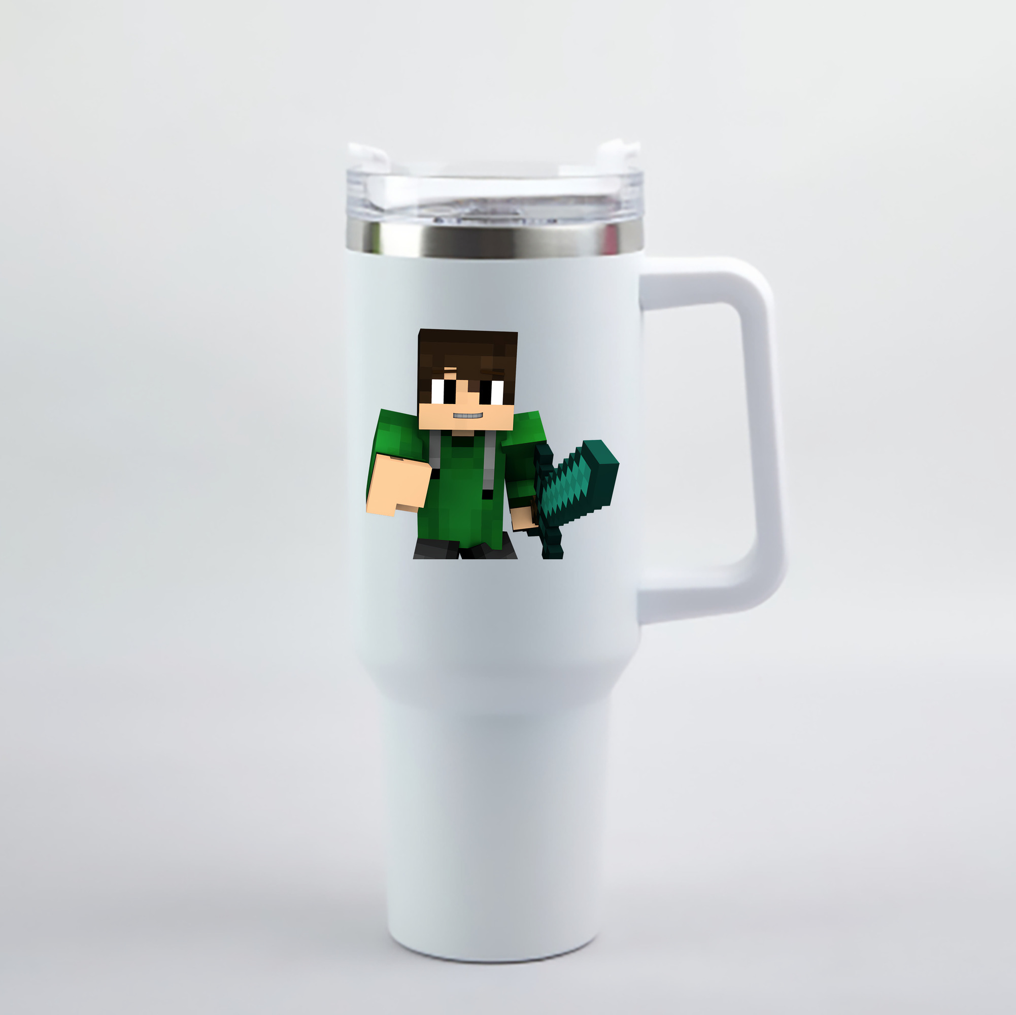 （画像用） マインクラフト ブロックの世界 Minecraft MC Block world 1200mL車用タンブラー - クリスタルステッカー（プラスチックストロー付き）