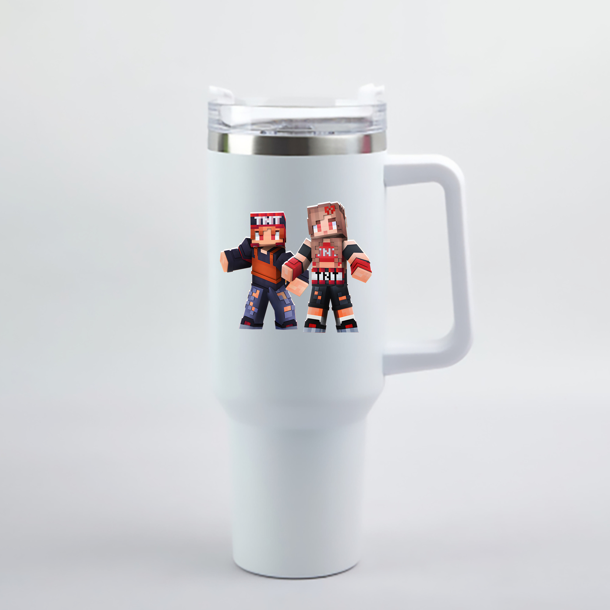 （画像用） マインクラフト ブロックの世界 Minecraft MC Block world 1200mL車用タンブラー - クリスタルステッカー（プラスチックストロー付き）