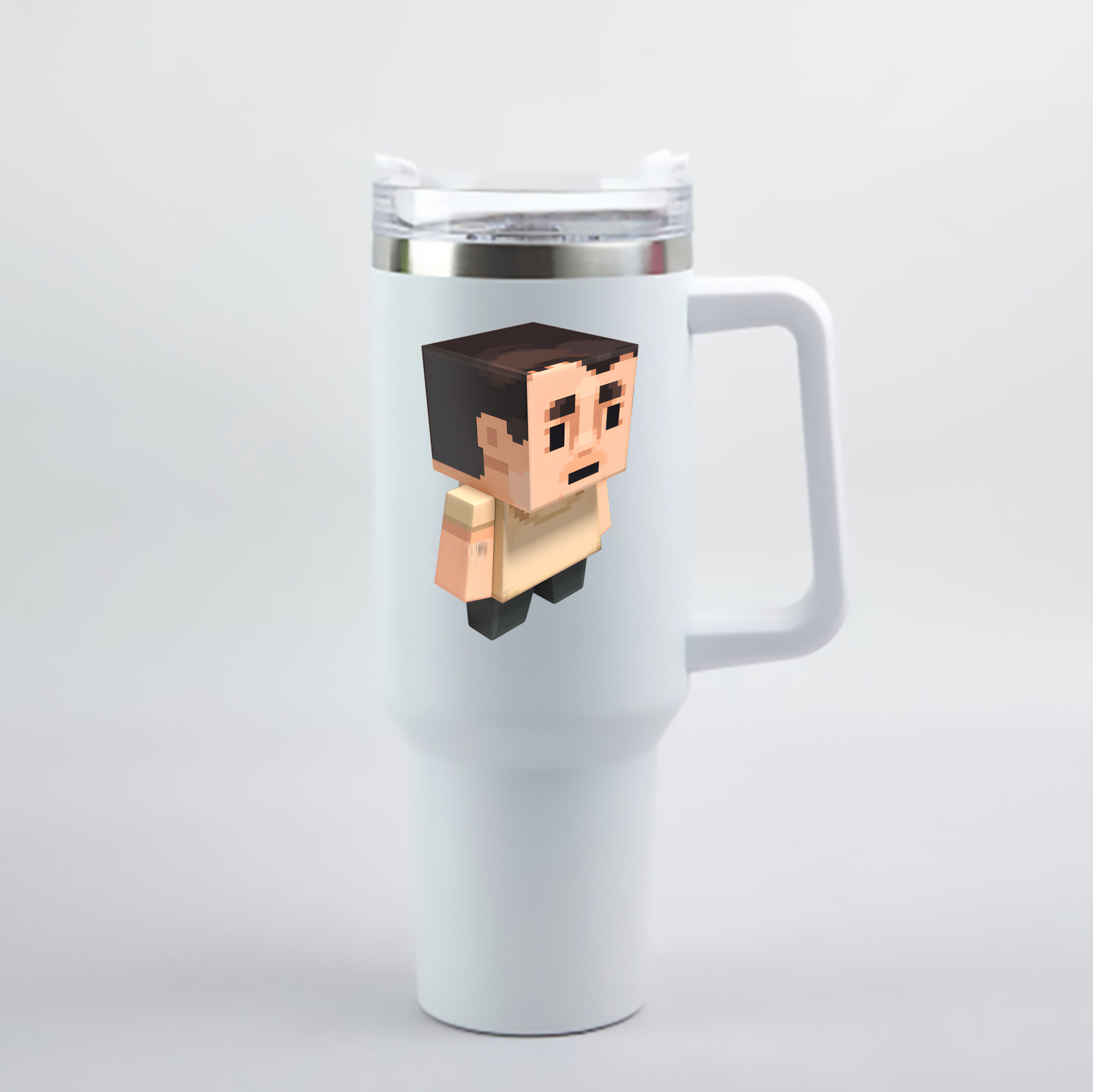 （画像用） マインクラフト ブロックの世界 Minecraft MC Block world 1200mL車用タンブラー - クリスタルステッカー（プラスチックストロー付き）