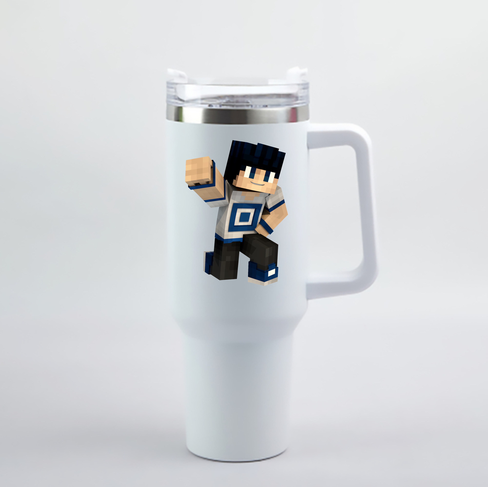 （画像用） マインクラフト ブロックの世界 Minecraft MC Block world 1200mL車用タンブラー - クリスタルステッカー（プラスチックストロー付き）
