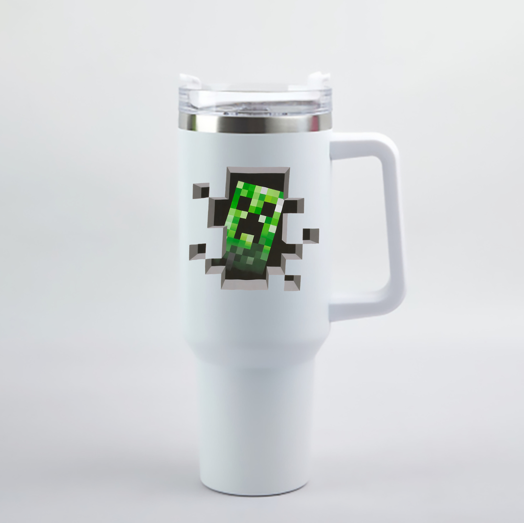 （画像用） マインクラフト ブロックの世界 Minecraft MC Block world 1200mL車用タンブラー - クリスタルステッカー（プラスチックストロー付き）