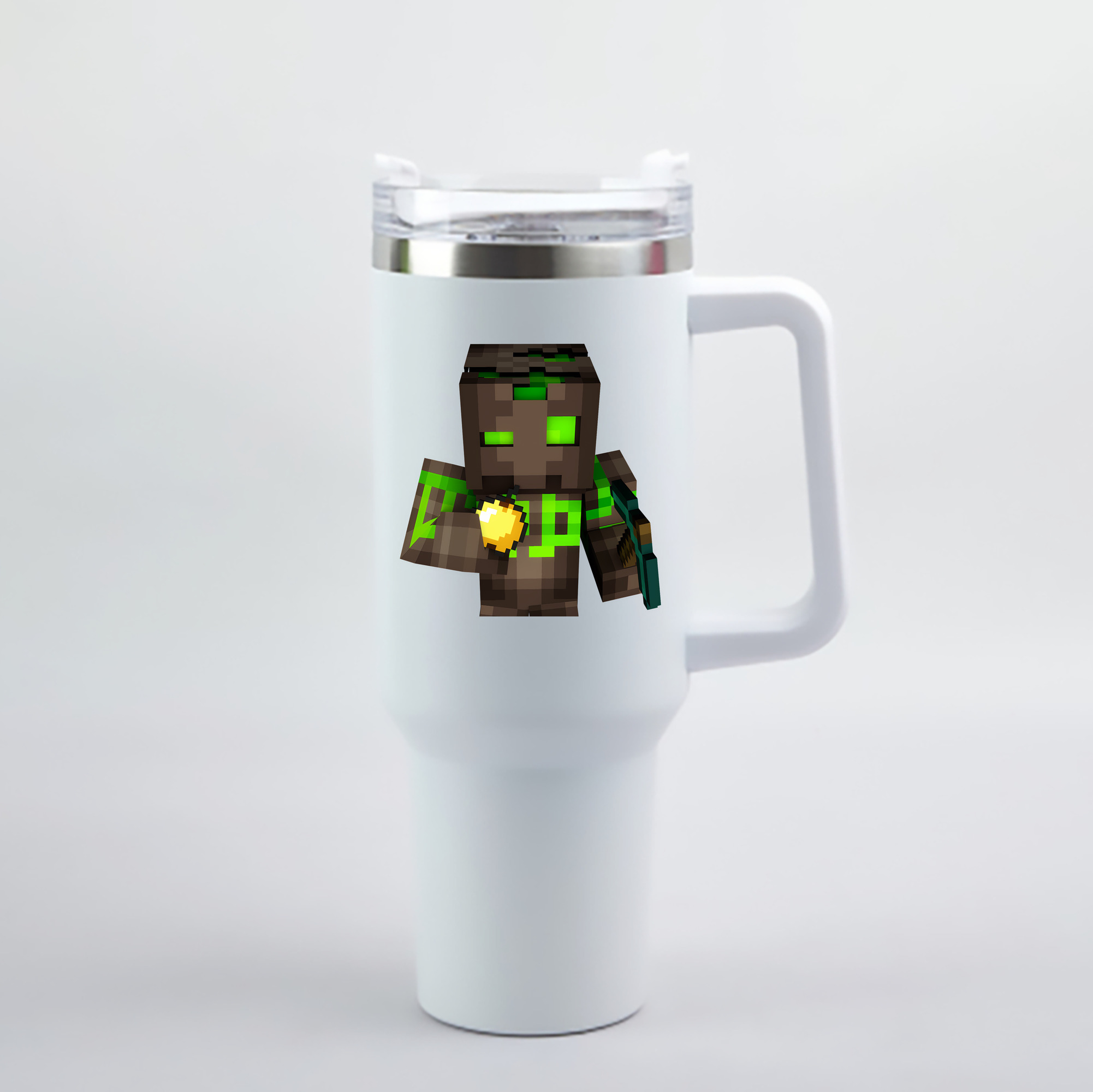 （画像用） マインクラフト ブロックの世界 Minecraft MC Block world 1200mL車用タンブラー - クリスタルステッカー（プラスチックストロー付き）