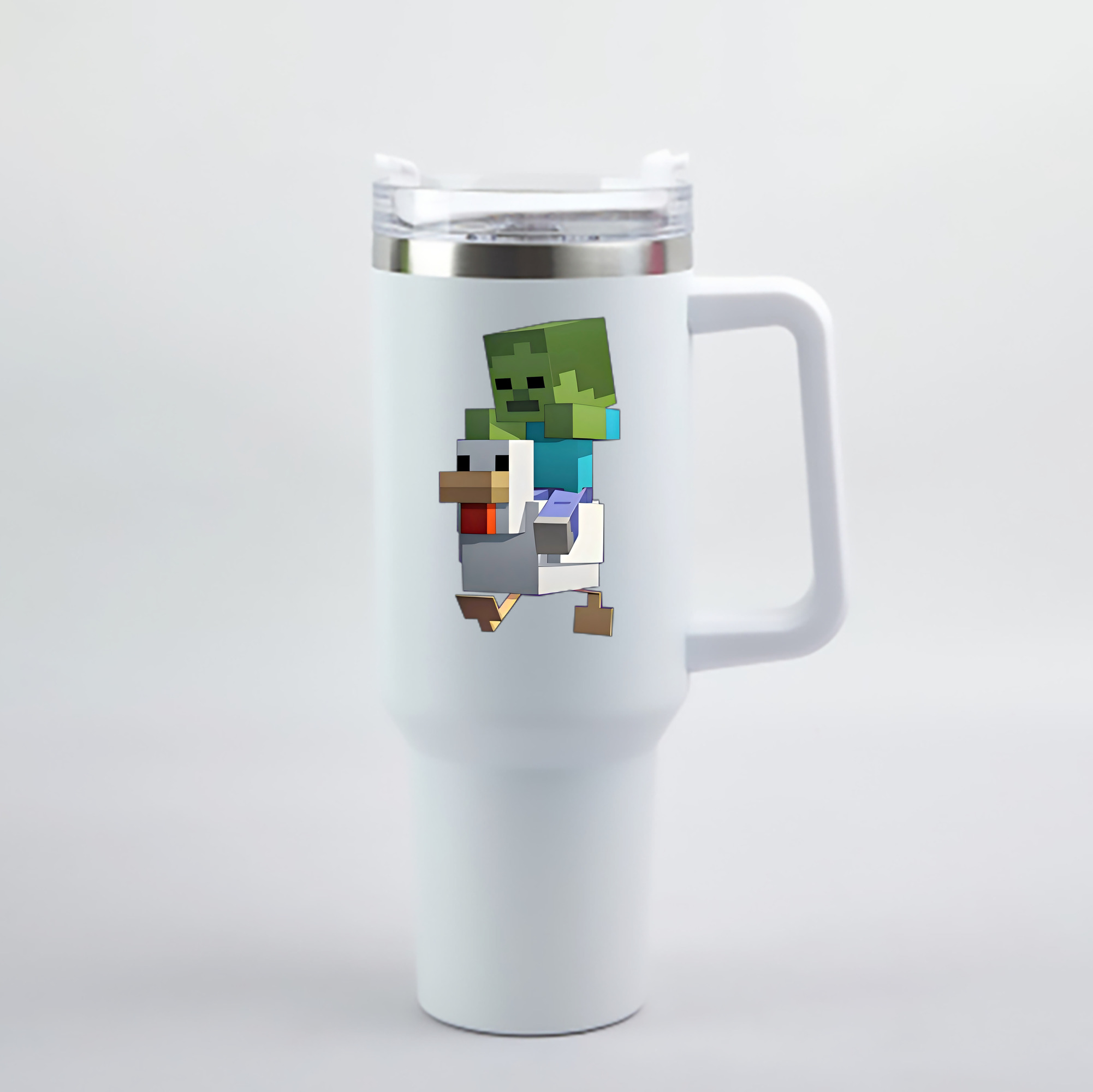 （画像用） マインクラフト ブロックの世界 Minecraft MC Block world 1200mL車用タンブラー - クリスタルステッカー（プラスチックストロー付き）
