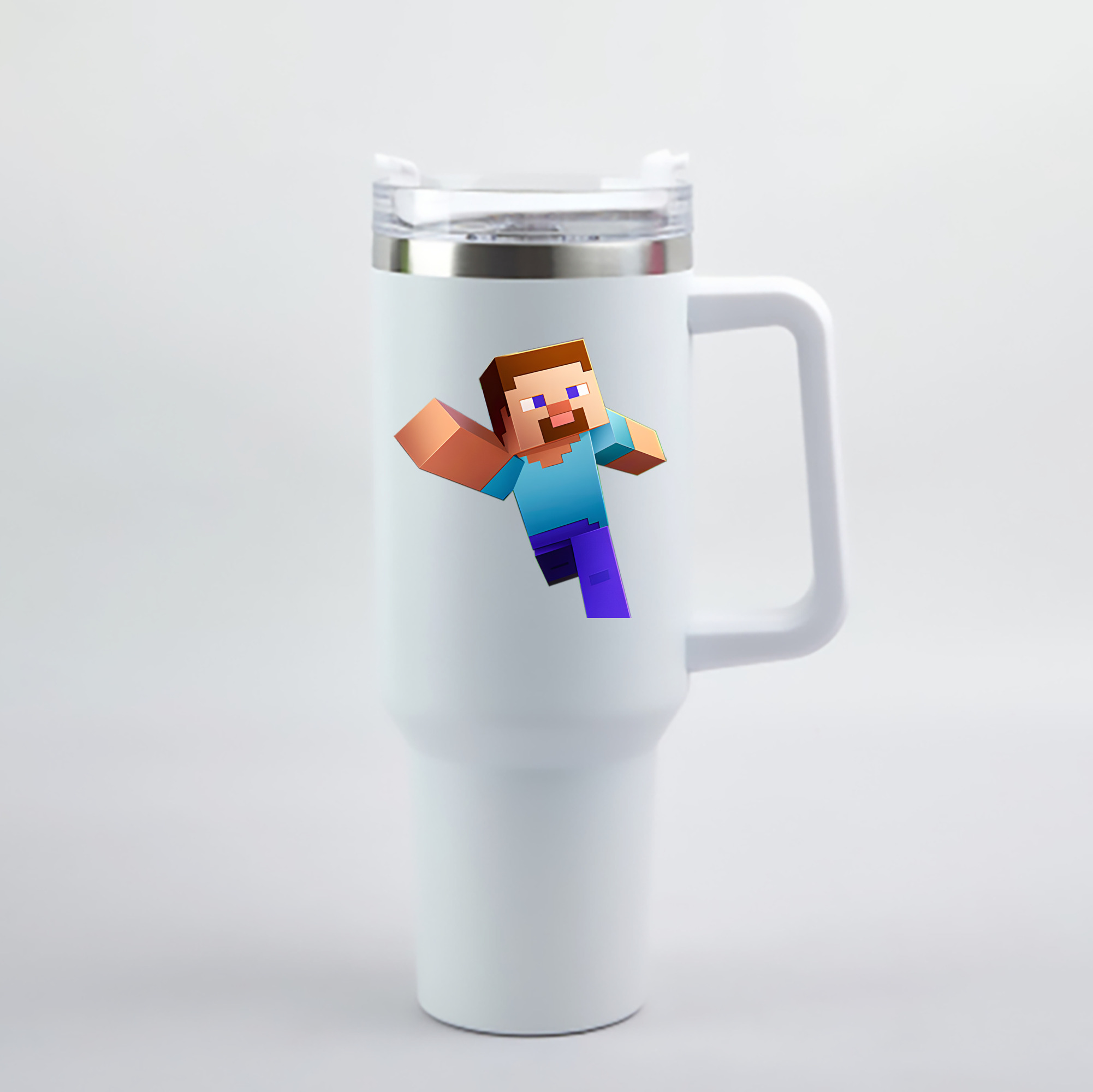 （画像用） マインクラフト ブロックの世界 Minecraft MC Block world 1200mL車用タンブラー - クリスタルステッカー（プラスチックストロー付き）