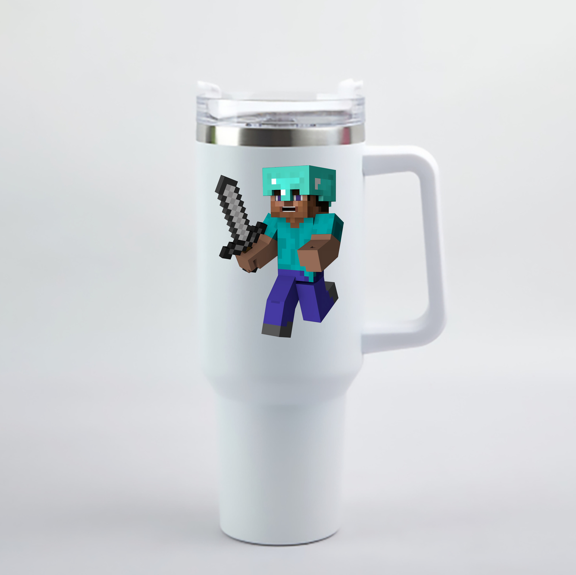 （画像用） マインクラフト ブロックの世界 Minecraft MC Block world 1200mL車用タンブラー - クリスタルステッカー（プラスチックストロー付き）