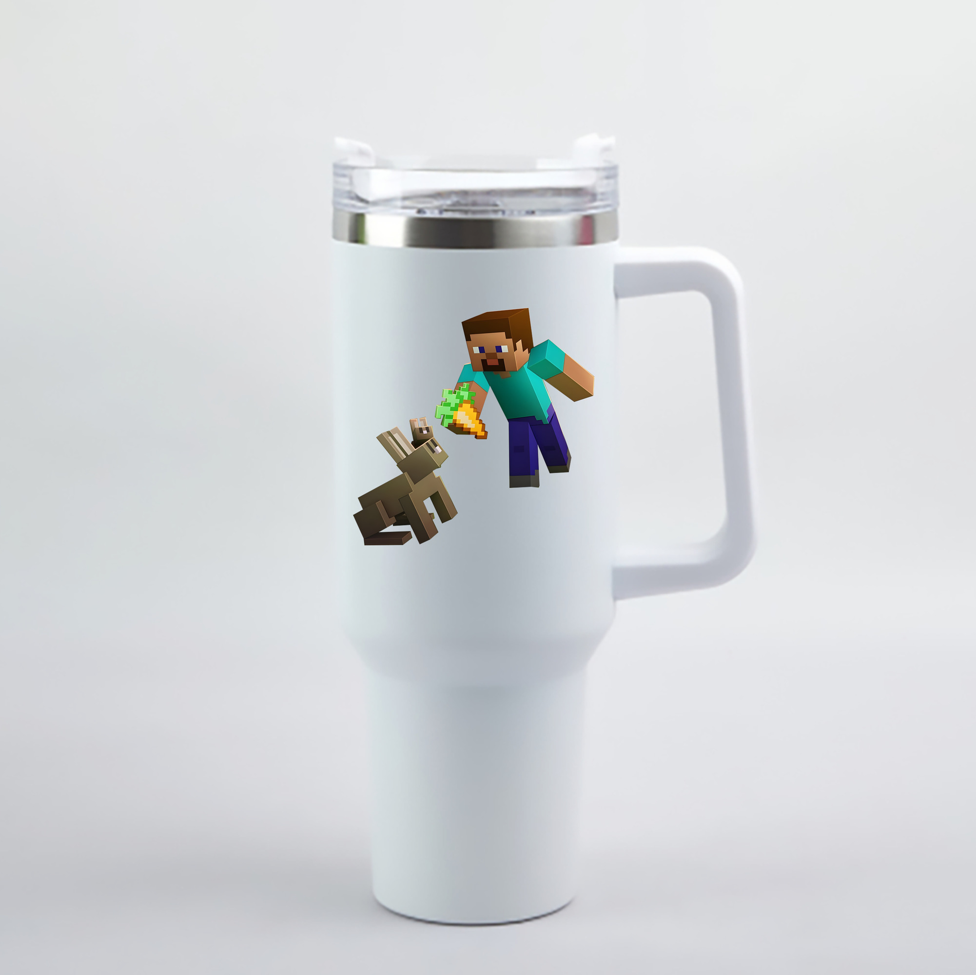 （画像用） マインクラフト ブロックの世界 Minecraft MC Block world 1200mL車用タンブラー - クリスタルステッカー（プラスチックストロー付き）
