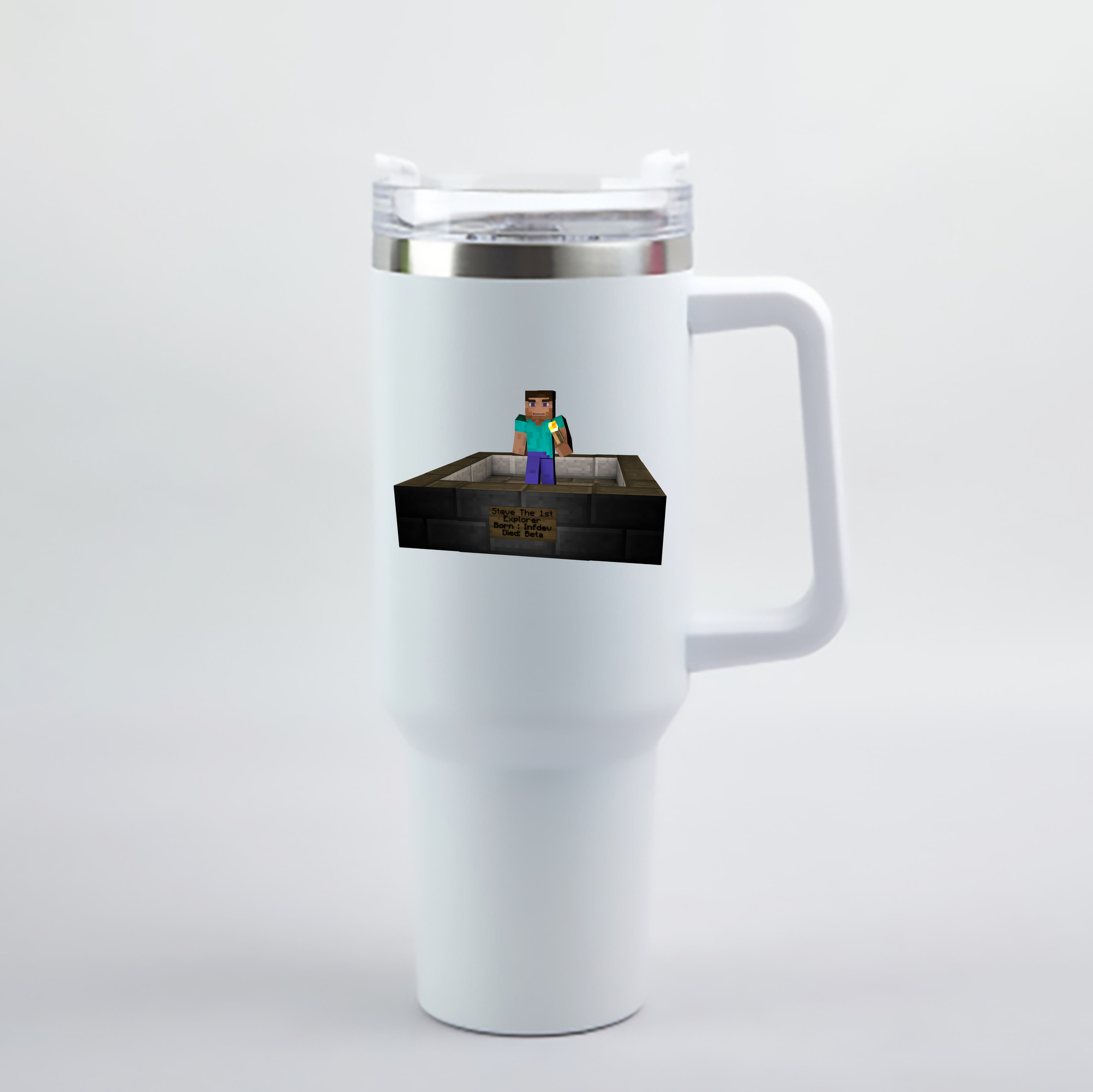 （画像用） マインクラフト ブロックの世界 Minecraft MC Block world 1200mL車用タンブラー - クリスタルステッカー（プラスチックストロー付き）