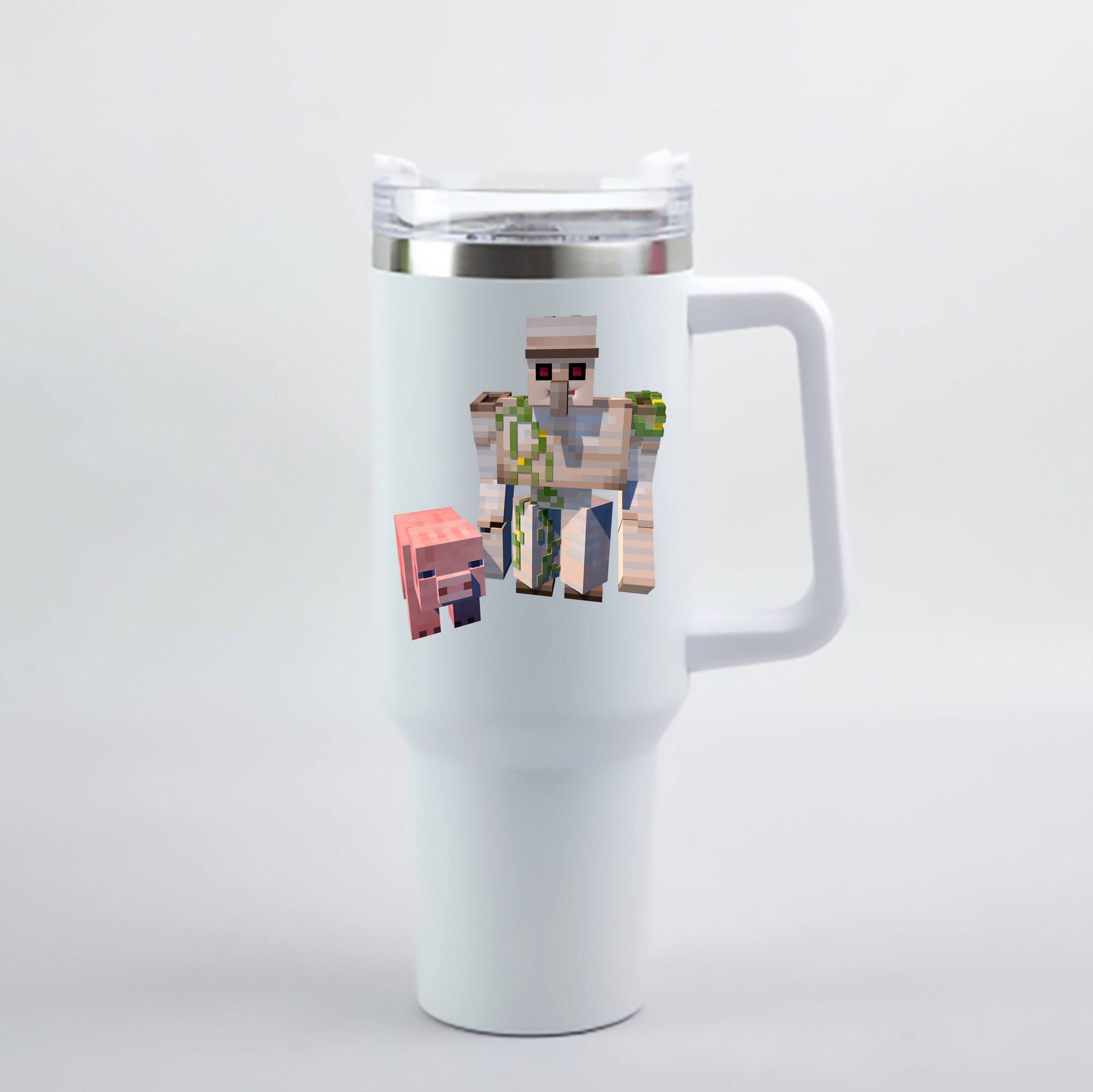 （画像用） マインクラフト ブロックの世界 Minecraft MC Block world 1200mL車用タンブラー - クリスタルステッカー（プラスチックストロー付き）