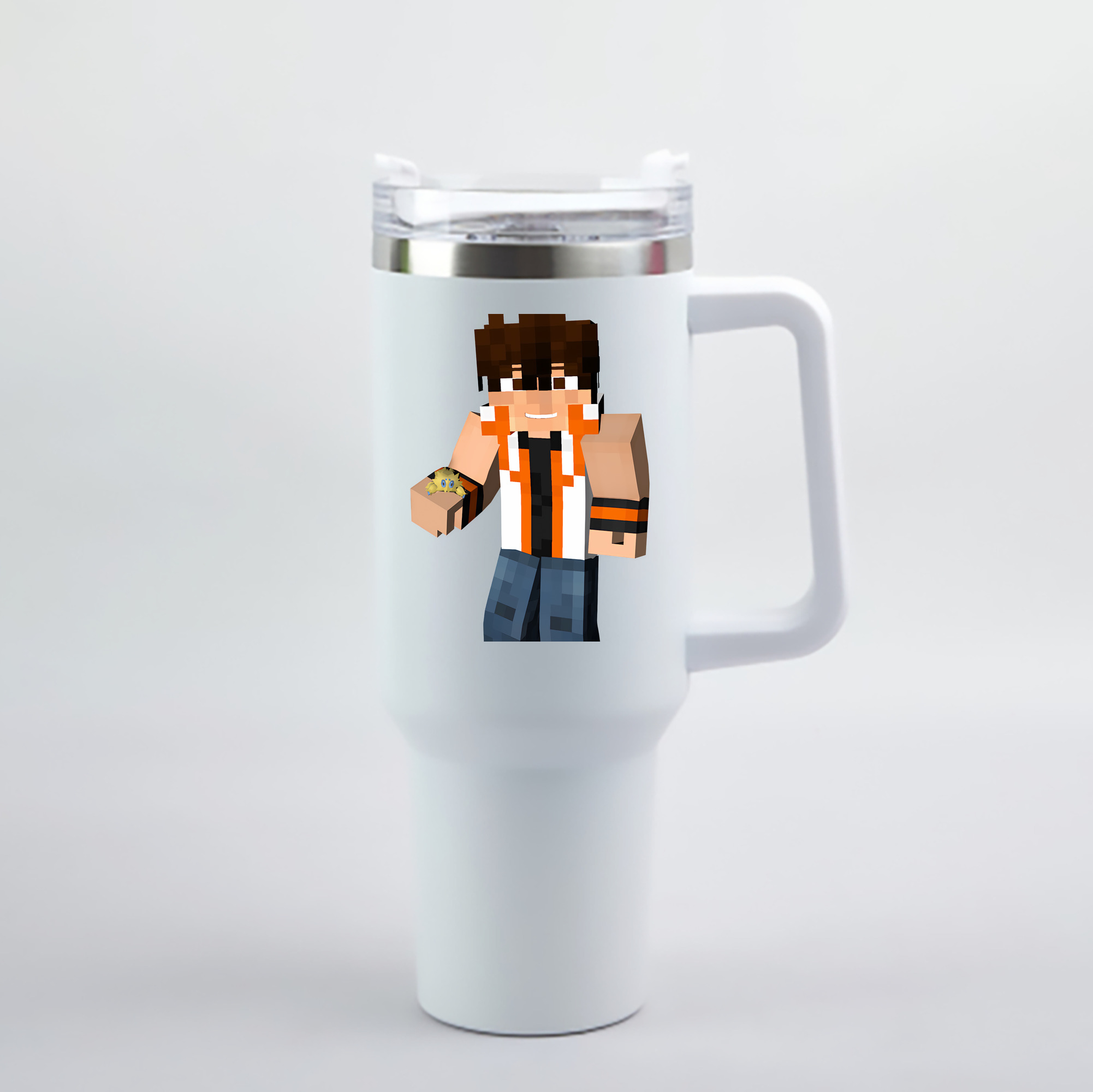 （画像用） マインクラフト ブロックの世界 Minecraft MC Block world 1200mL車用タンブラー - クリスタルステッカー（プラスチックストロー付き）