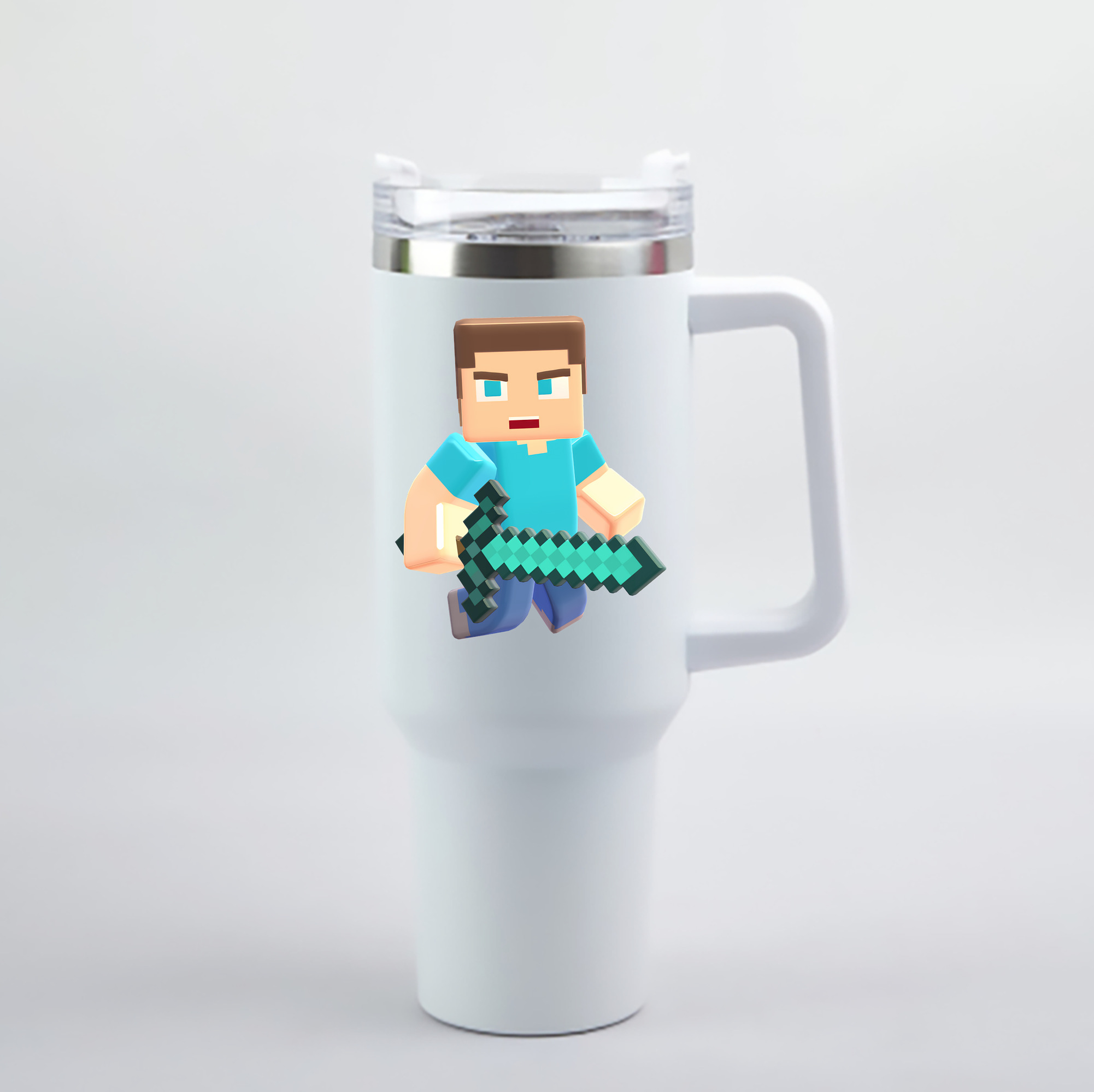 （画像用） マインクラフト ブロックの世界 Minecraft MC Block world 1200mL車用タンブラー - クリスタルステッカー（プラスチックストロー付き）