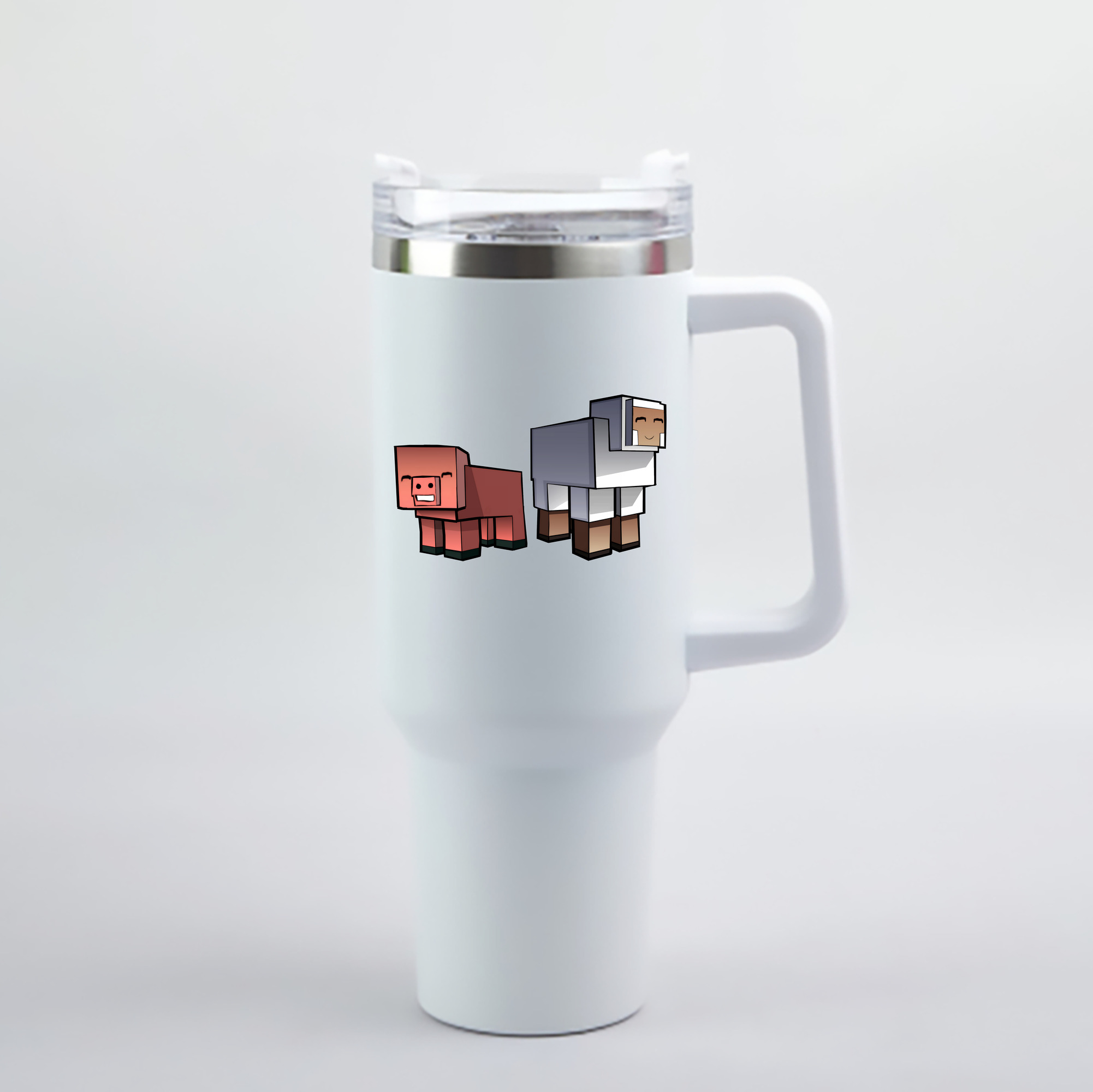 （画像用） マインクラフト ブロックの世界 Minecraft MC Block world 1200mL車用タンブラー - クリスタルステッカー（プラスチックストロー付き）