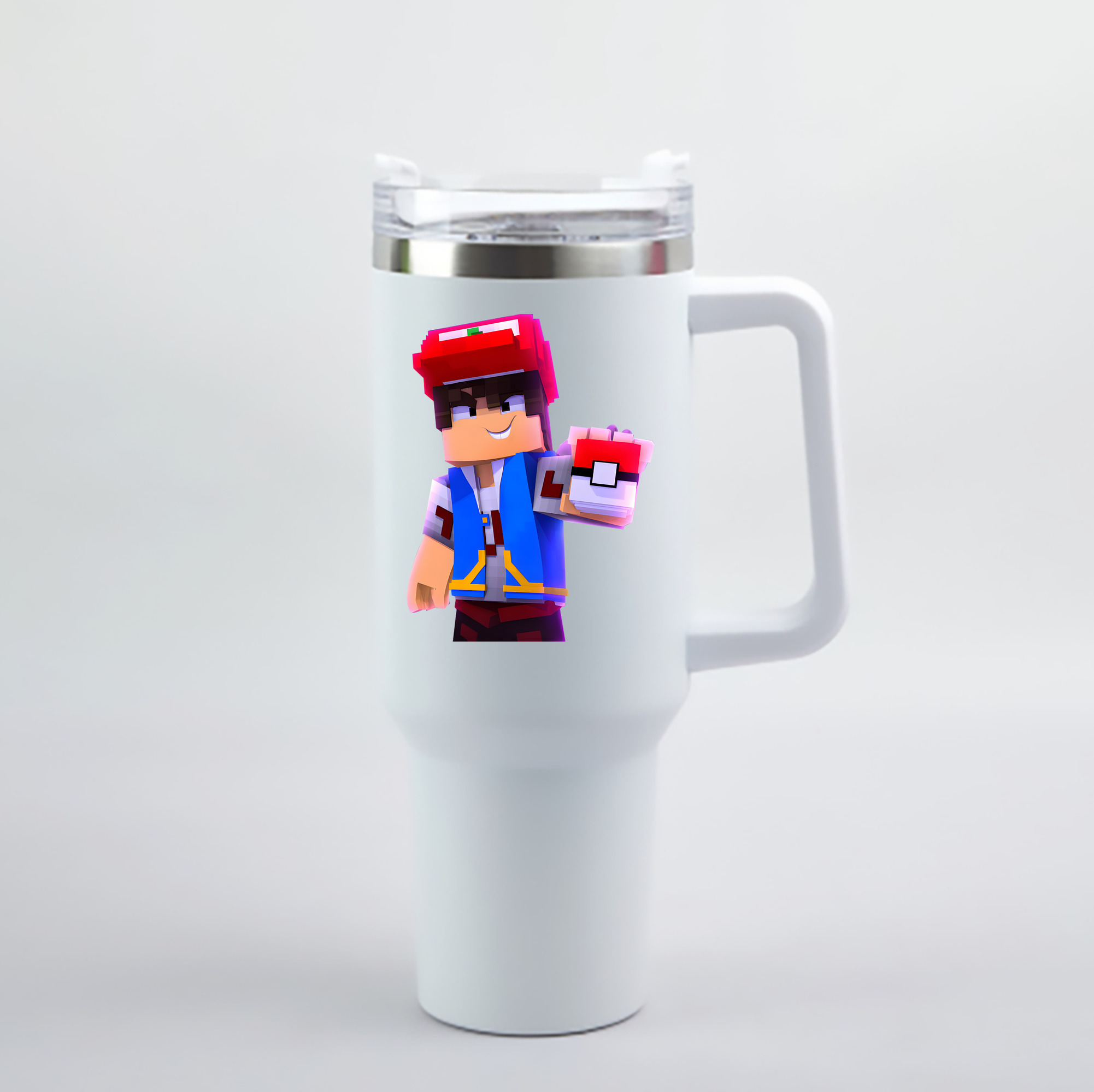 （画像用） マインクラフト ブロックの世界 Minecraft MC Block world 1200mL車用タンブラー - クリスタルステッカー（プラスチックストロー付き）