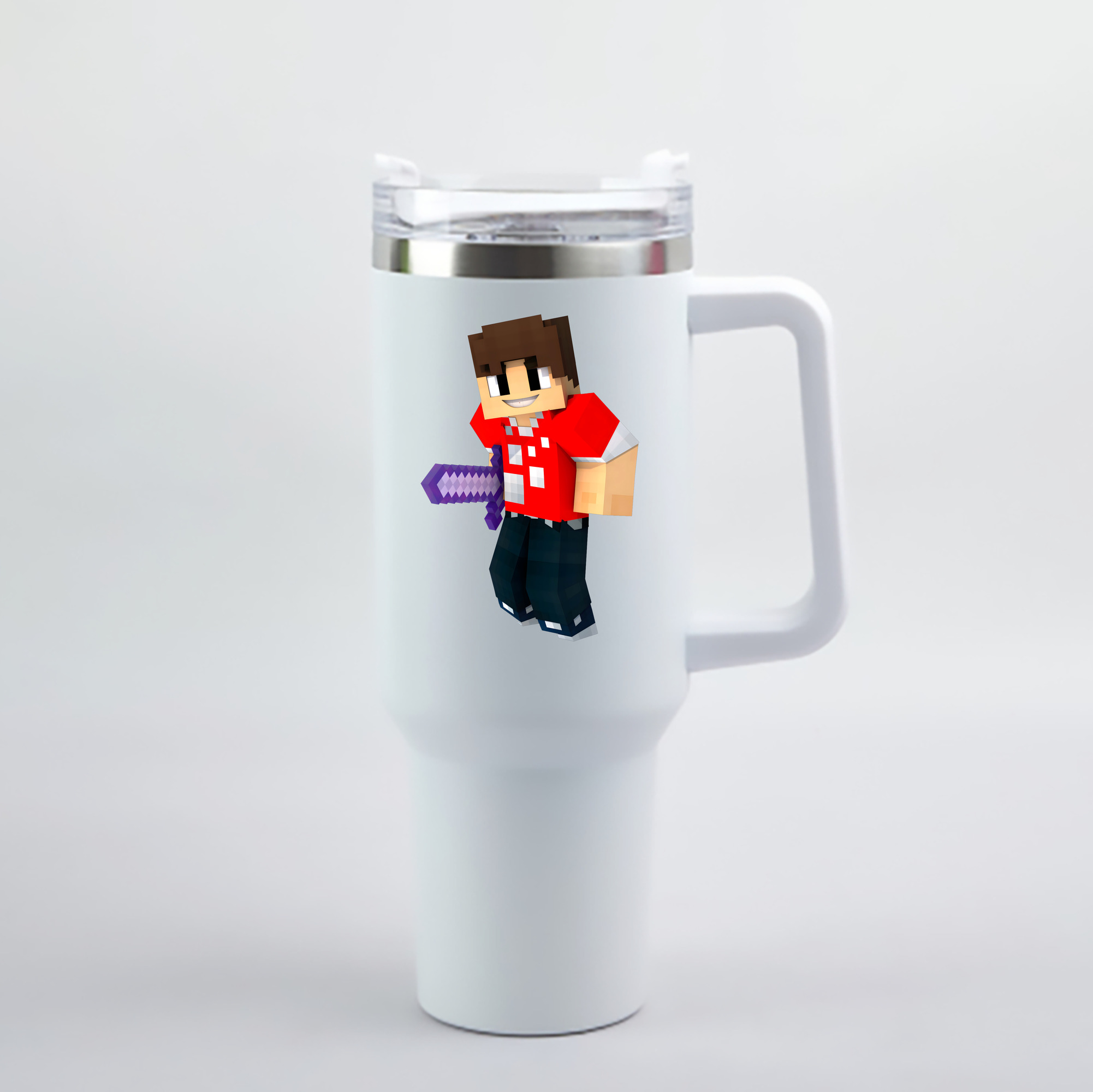 （画像用） マインクラフト ブロックの世界 Minecraft MC Block world 1200mL車用タンブラー - クリスタルステッカー（プラスチックストロー付き）