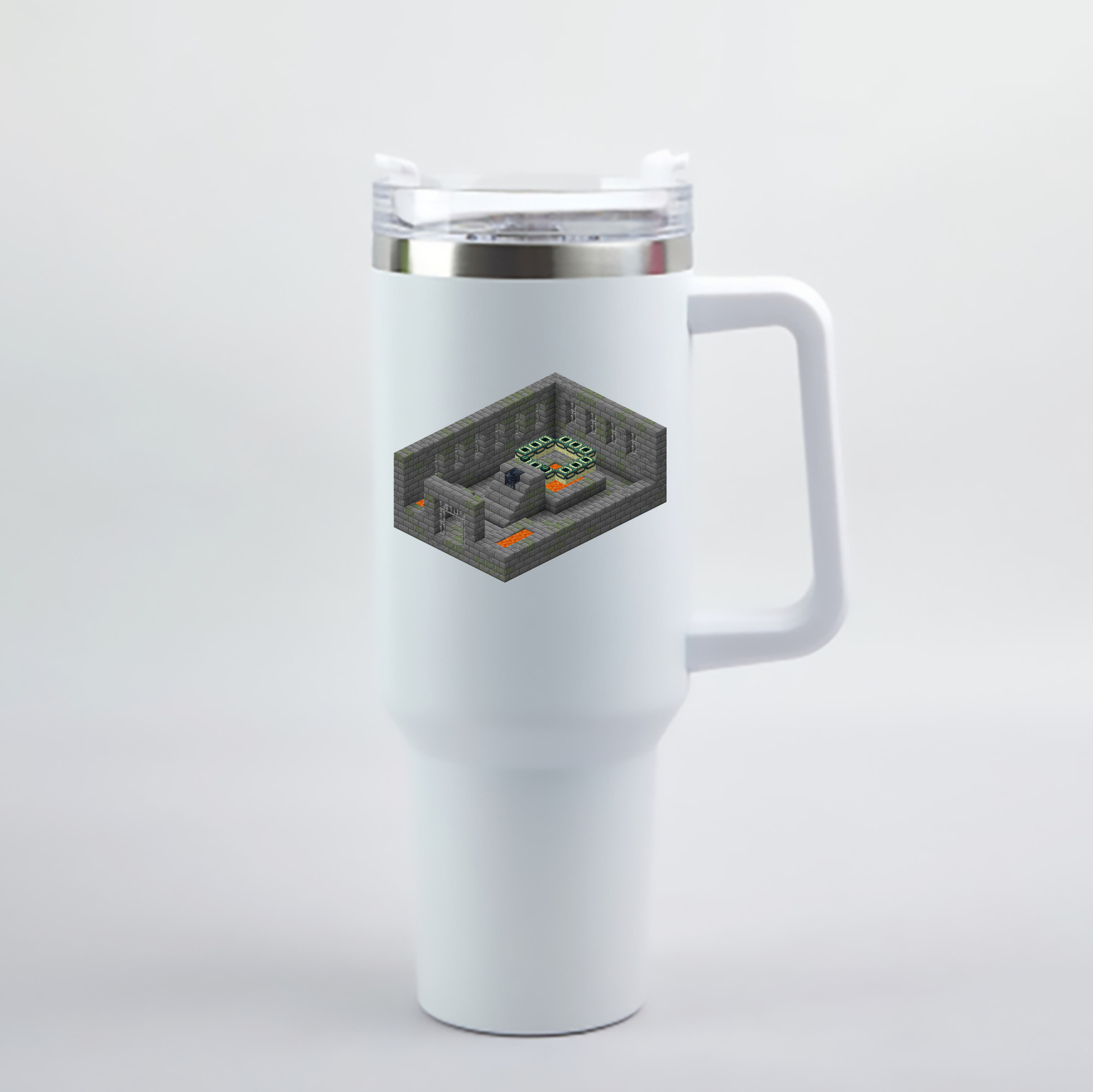 （画像用） マインクラフト ブロックの世界 Minecraft MC Block world 1200mL車用タンブラー - クリスタルステッカー（プラスチックストロー付き）