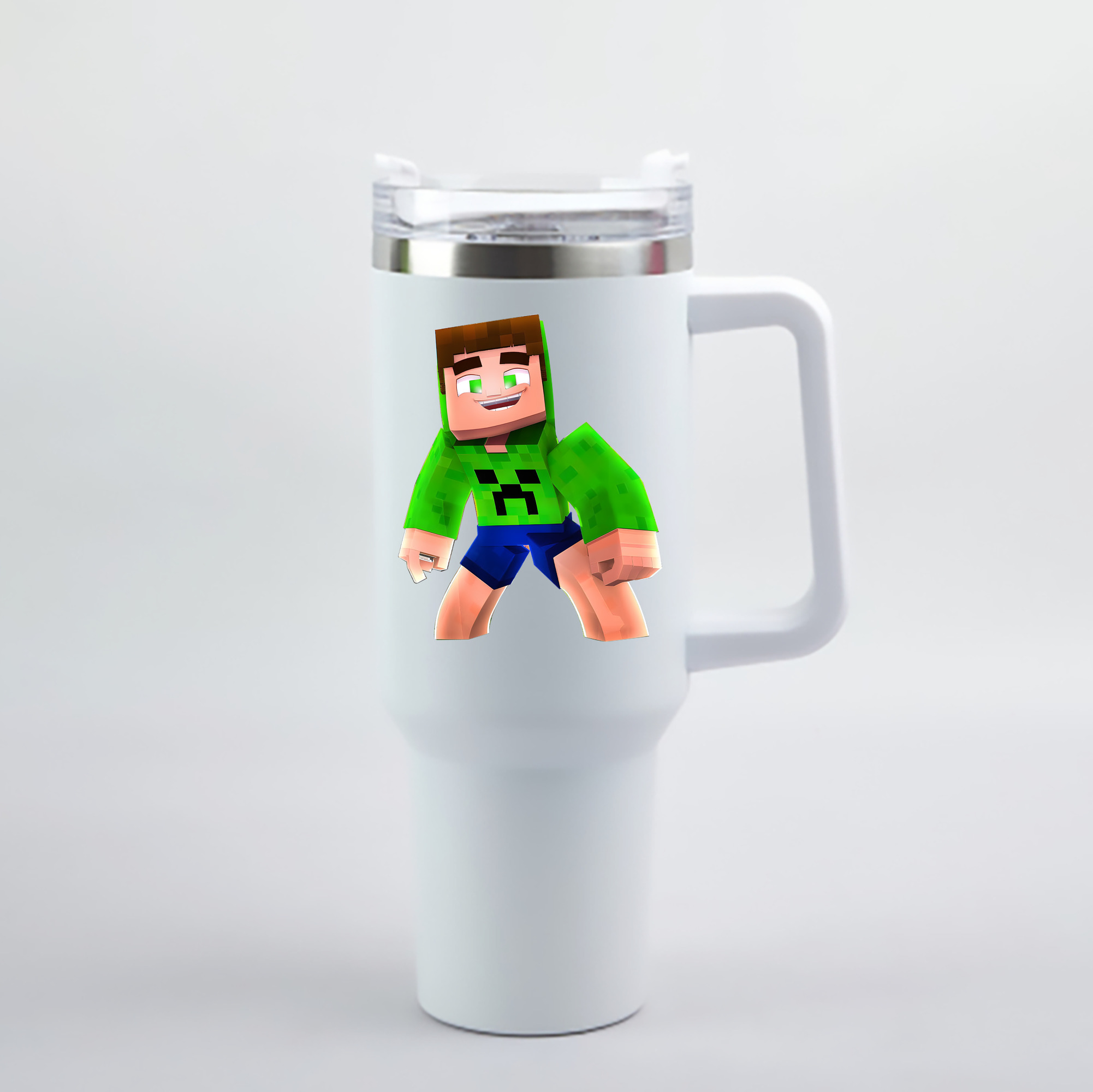 （画像用） マインクラフト ブロックの世界 Minecraft MC Block world 1200mL車用タンブラー - クリスタルステッカー（プラスチックストロー付き）