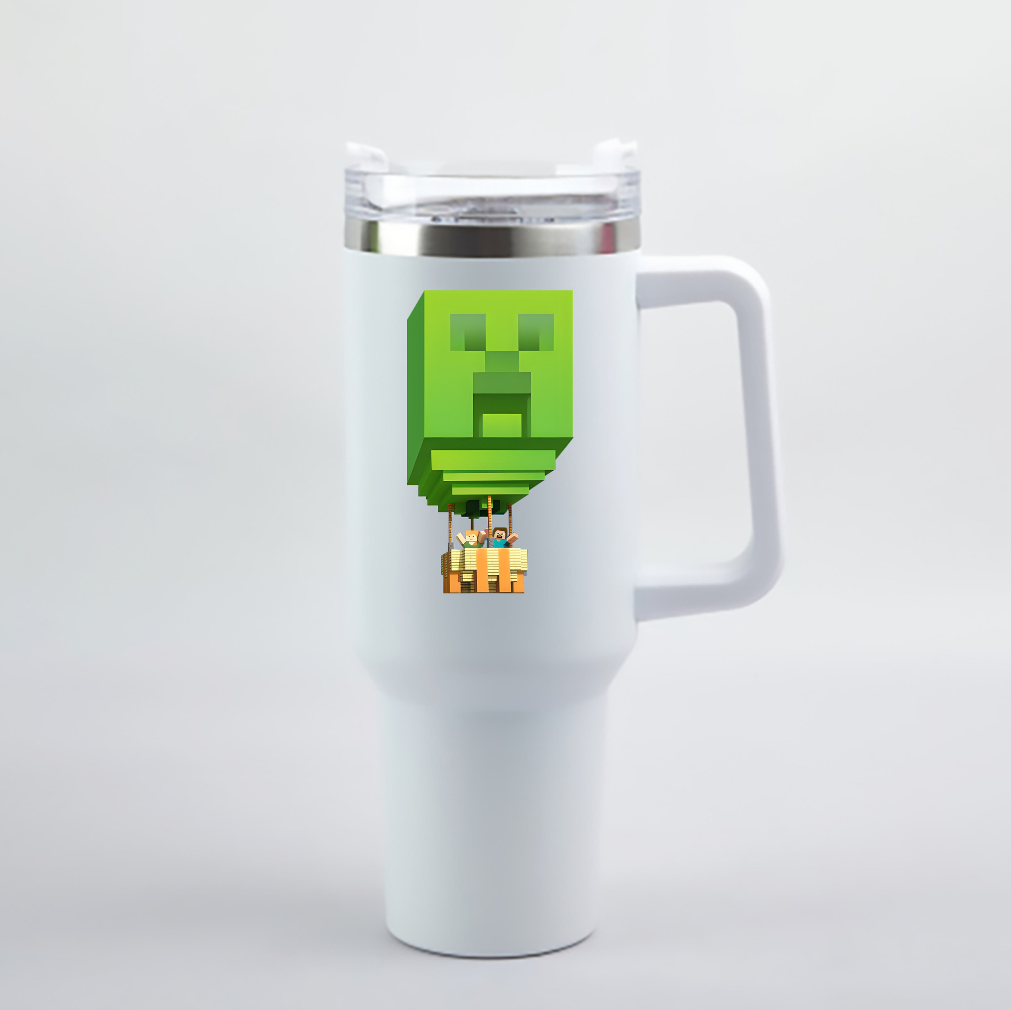 （画像用） マインクラフト ブロックの世界 Minecraft MC Block world 1200mL車用タンブラー - クリスタルステッカー（プラスチックストロー付き）