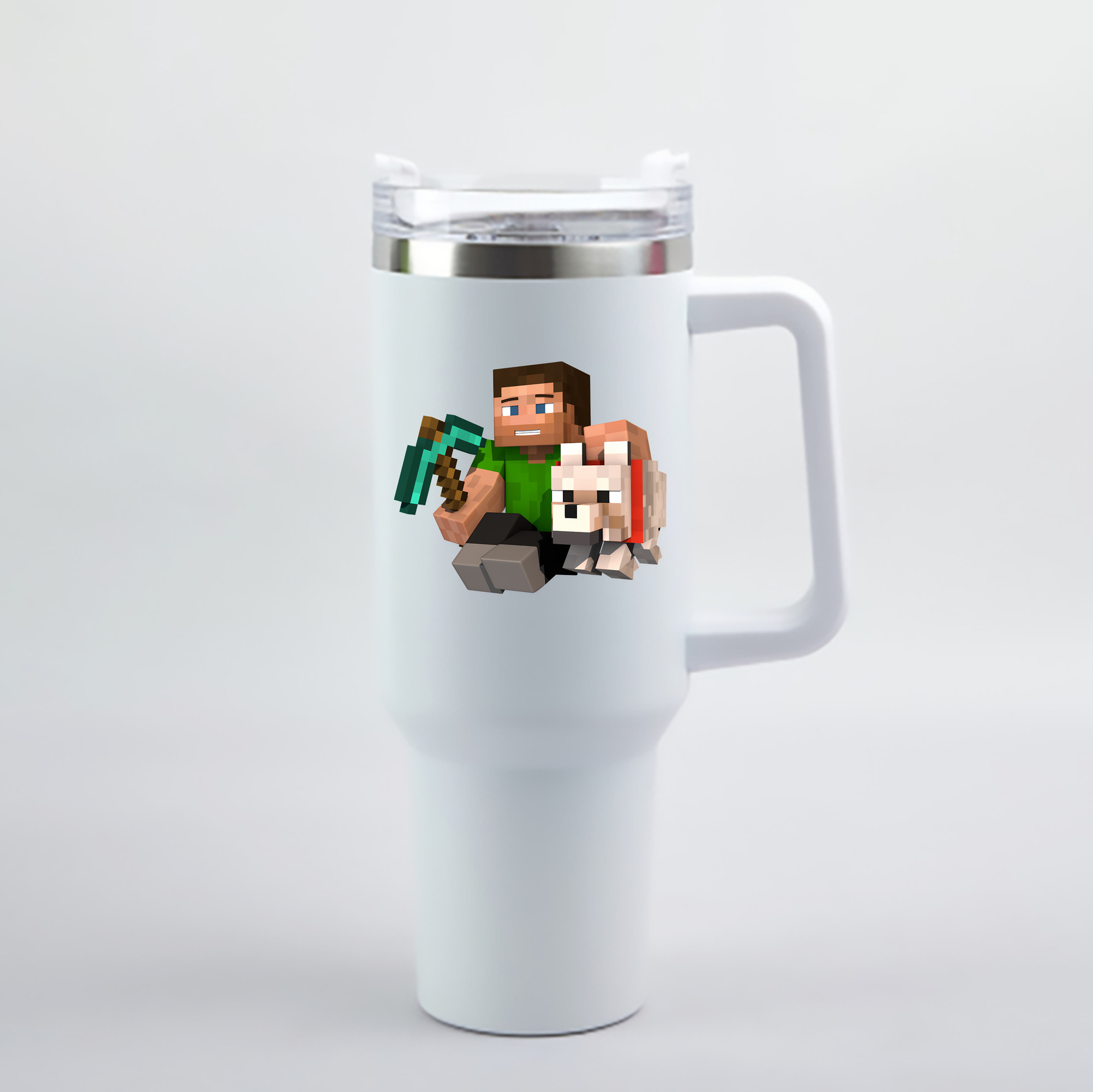 （画像用） マインクラフト ブロックの世界 Minecraft MC Block world 1200mL車用タンブラー - クリスタルステッカー（プラスチックストロー付き）