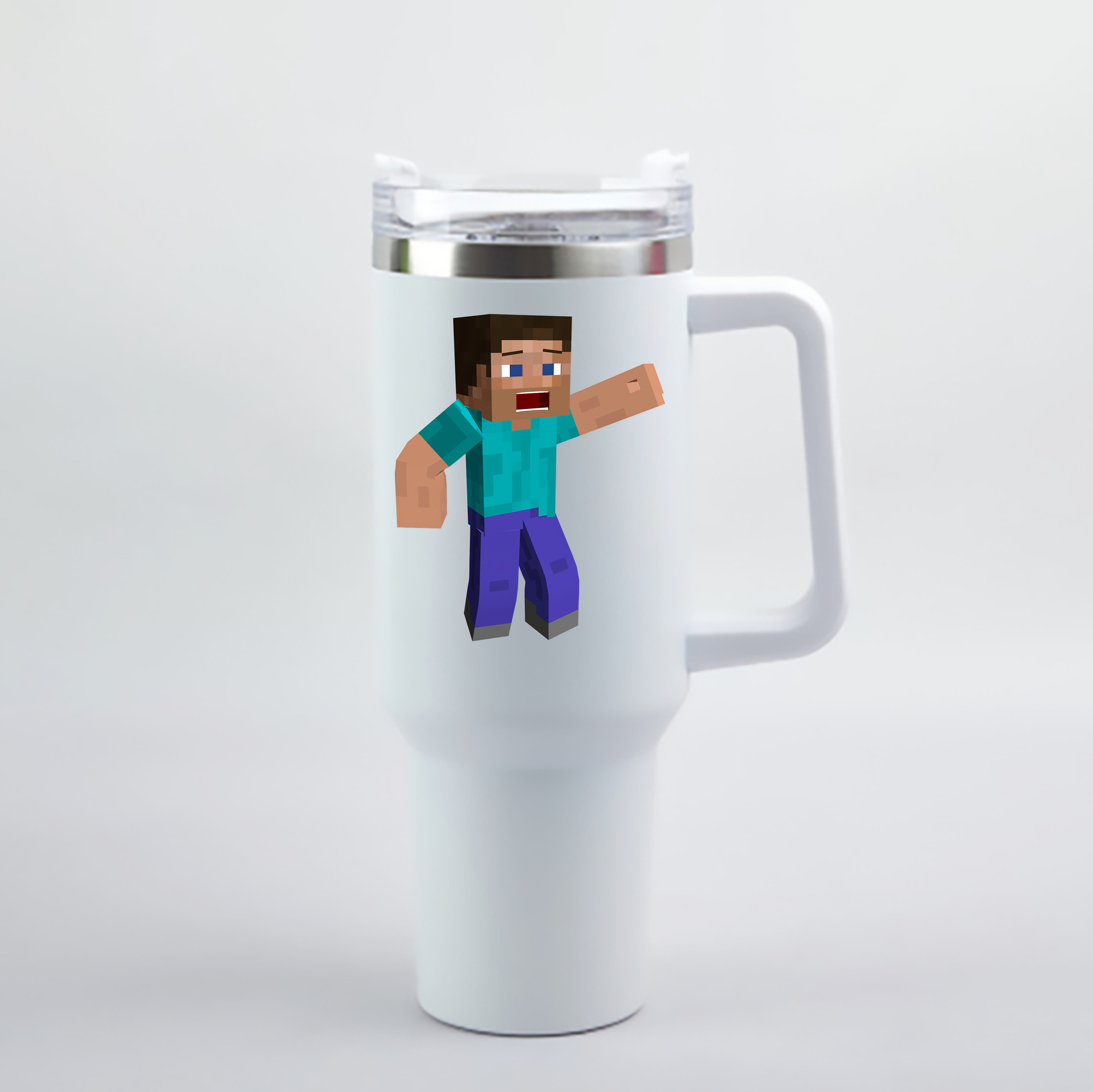 （画像用） マインクラフト ブロックの世界 Minecraft MC Block world 1200mL車用タンブラー - クリスタルステッカー（プラスチックストロー付き）