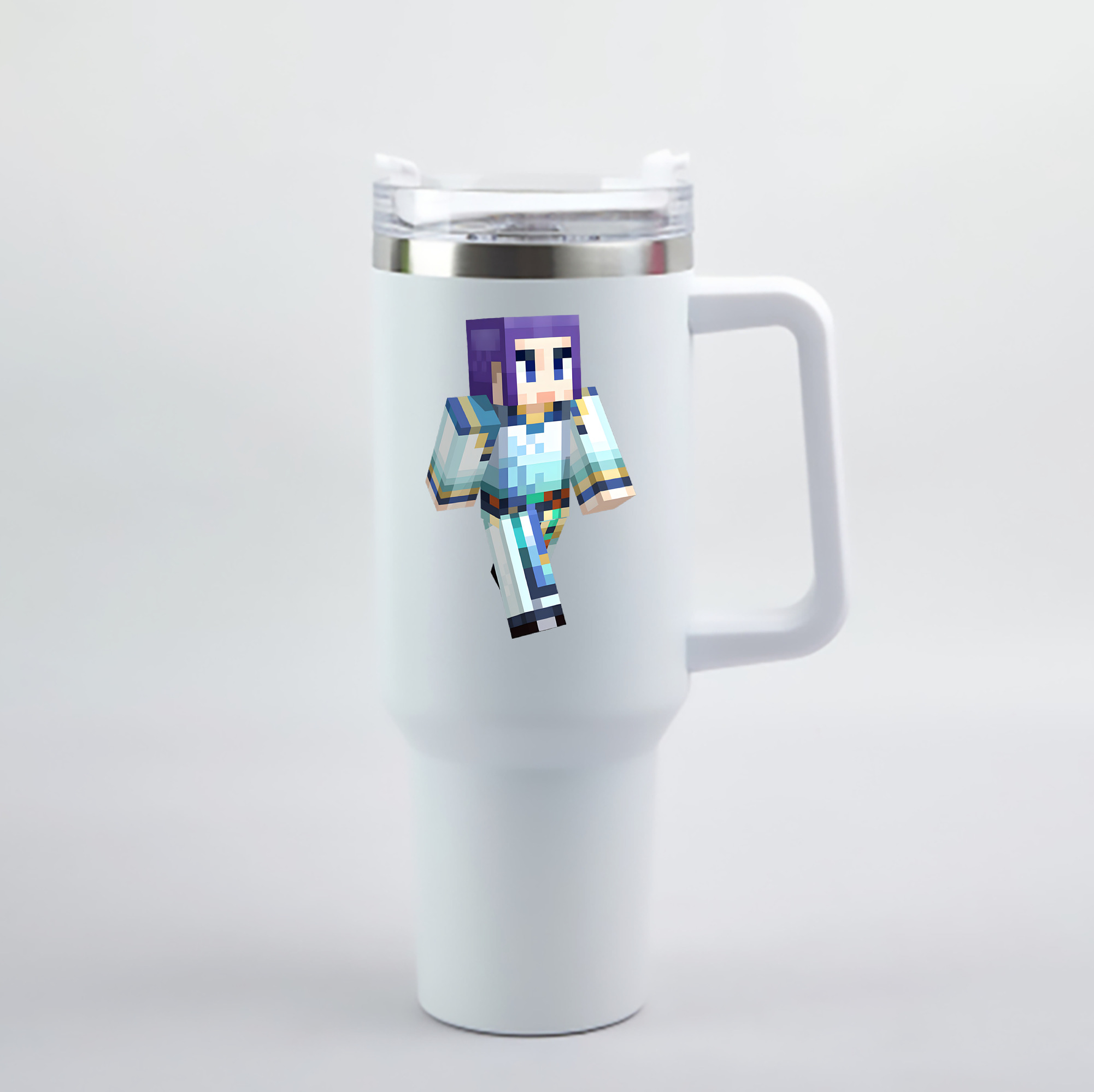 （画像用） マインクラフト ブロックの世界 Minecraft MC Block world 1200mL車用タンブラー - クリスタルステッカー（プラスチックストロー付き）