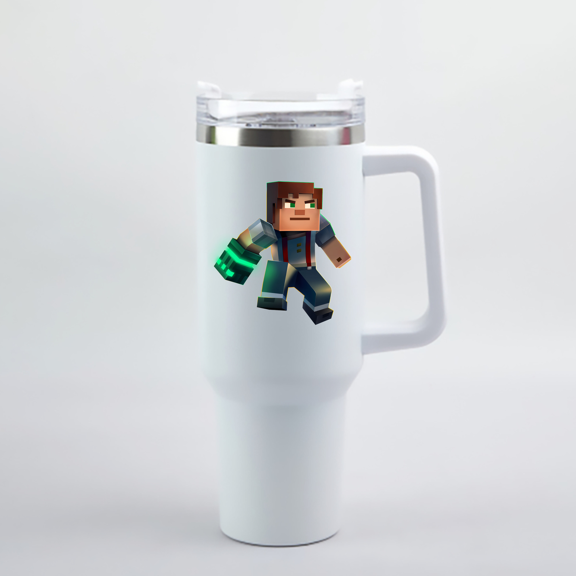 （画像用） マインクラフト ブロックの世界 Minecraft MC Block world 1200mL車用タンブラー - クリスタルステッカー（プラスチックストロー付き）