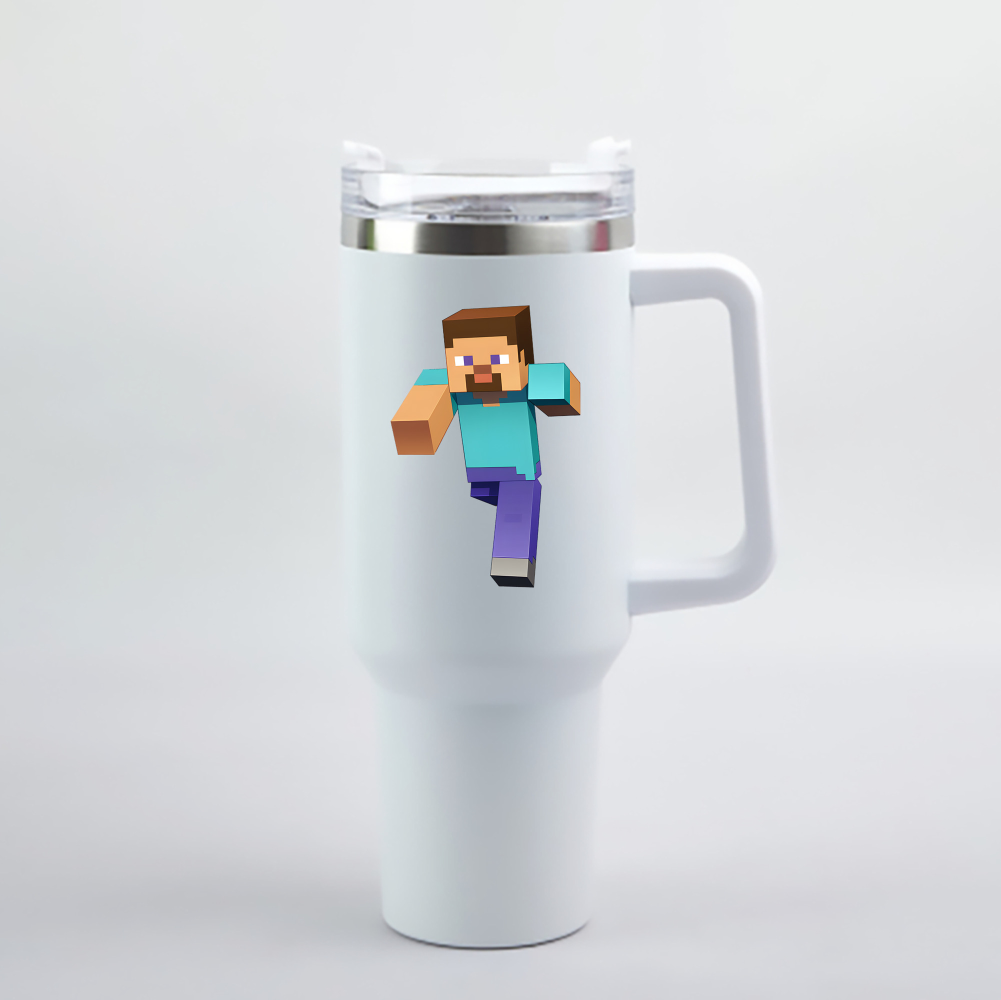 （画像用） マインクラフト ブロックの世界 Minecraft MC Block world 1200mL車用タンブラー - クリスタルステッカー（プラスチックストロー付き）