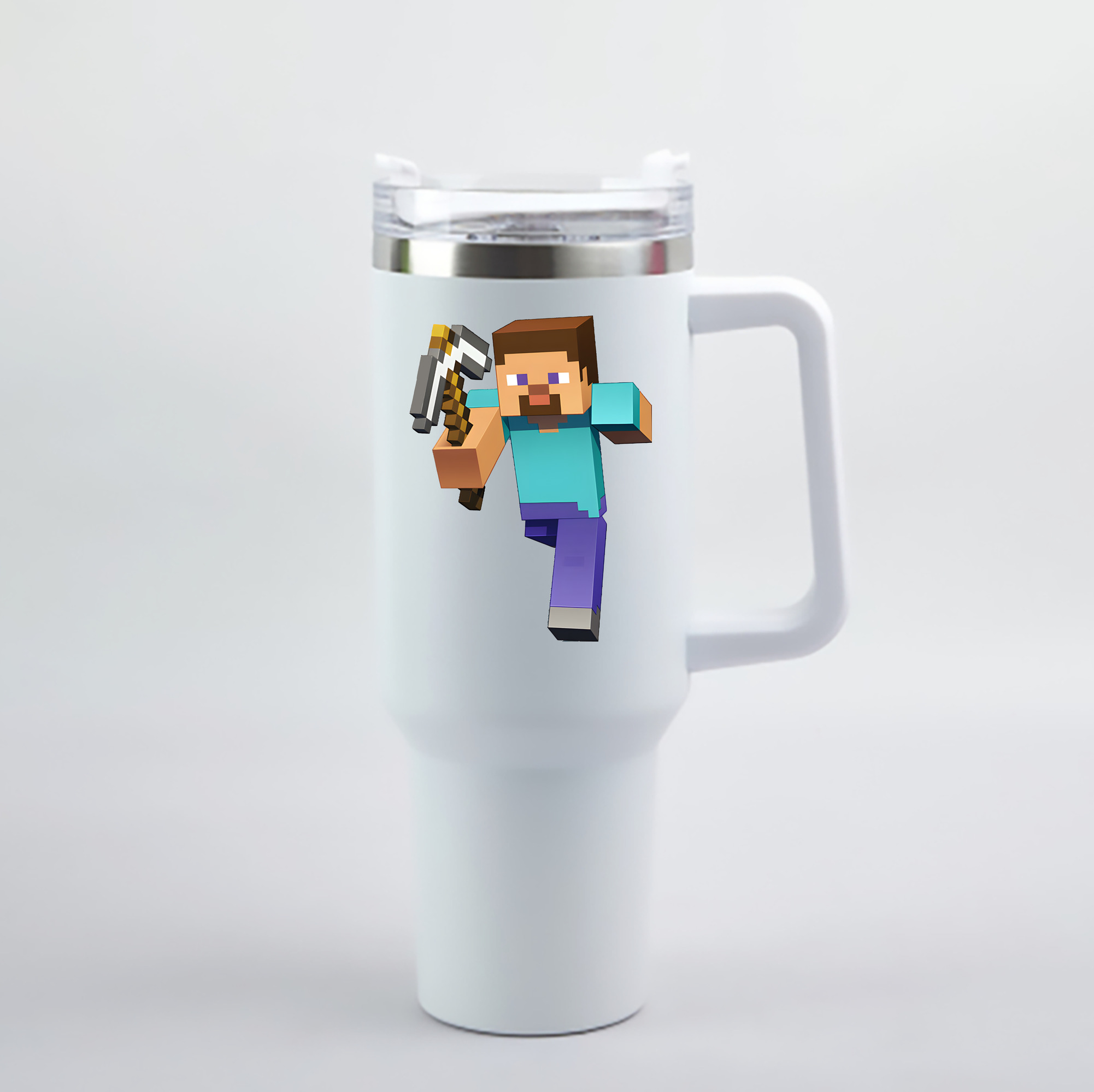 （画像用） マインクラフト ブロックの世界 Minecraft MC Block world 1200mL車用タンブラー - クリスタルステッカー（プラスチックストロー付き）