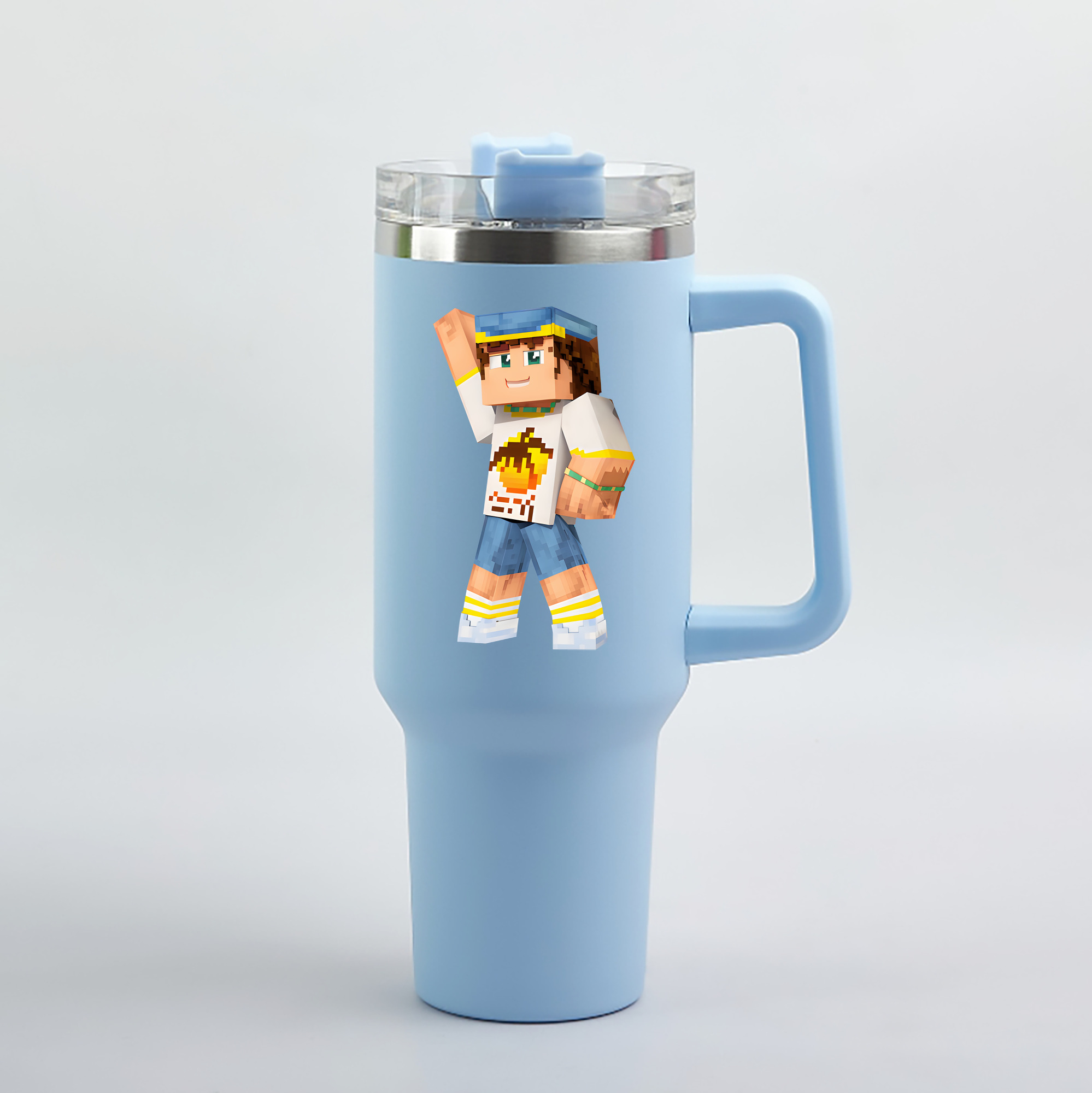 （画像用） マインクラフト ブロックの世界 Minecraft MC Block world 1200mL車用タンブラー（カラープリント）
