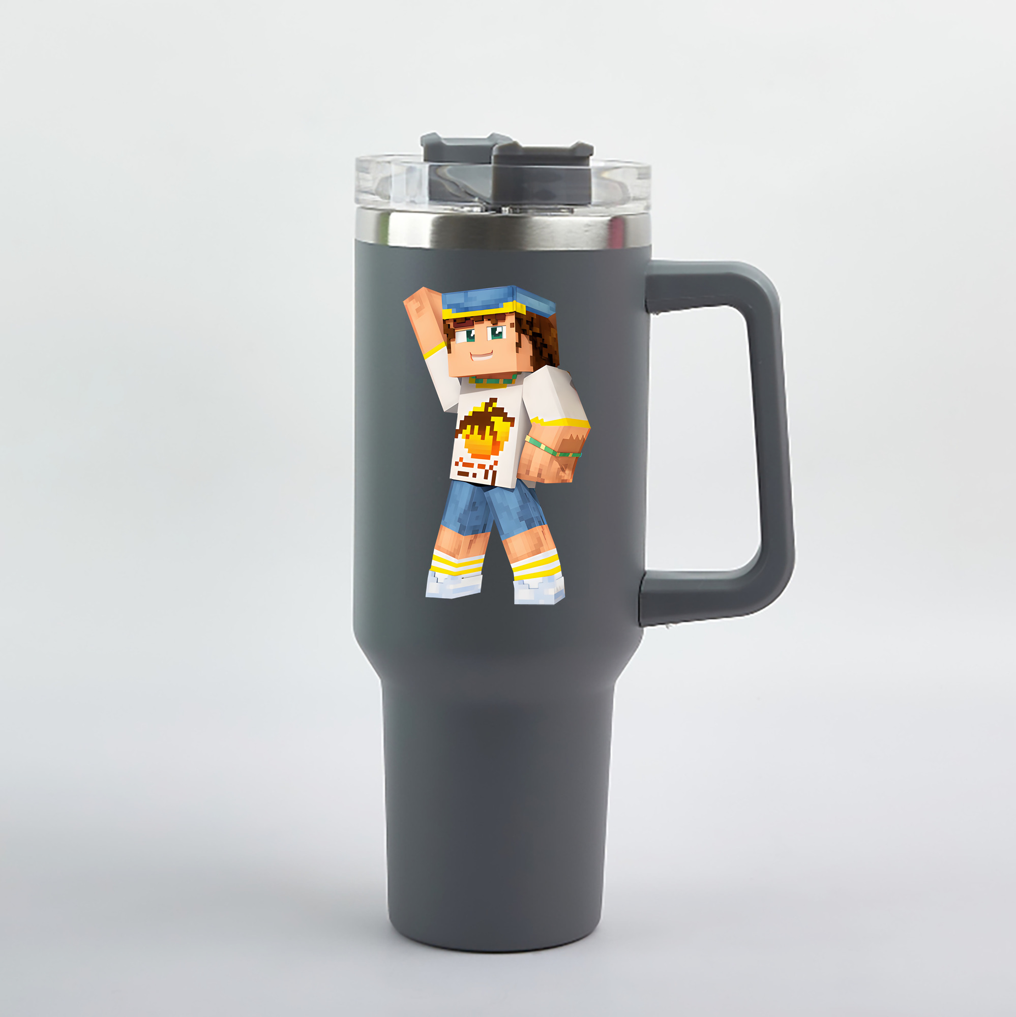 （画像用） マインクラフト ブロックの世界 Minecraft MC Block world 1200mL車用タンブラー（カラープリント）
