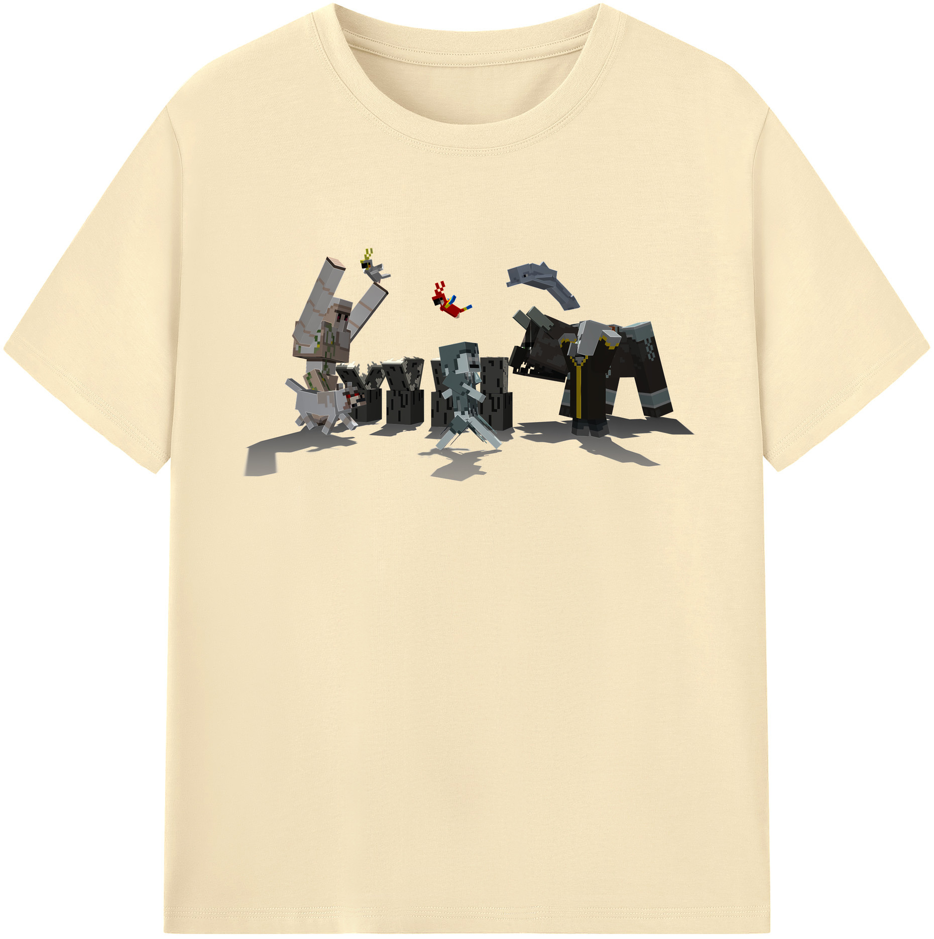 （画像用） マインクラフト ブロックの世界 Minecraft MC Block world 綿100％半袖Tシャツ（フロントプリント）