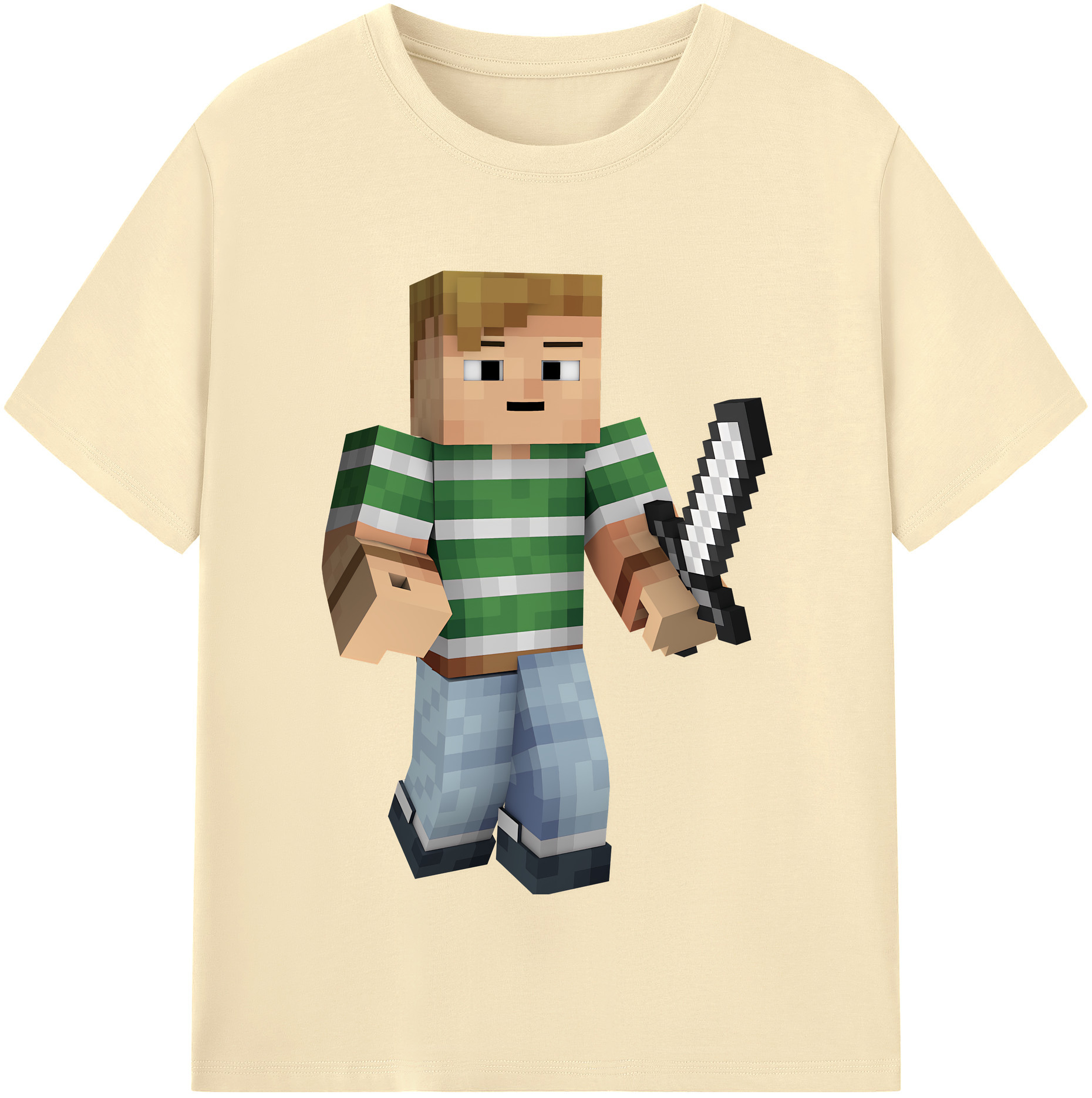 （画像用） マインクラフト ブロックの世界 Minecraft MC Block world 綿100％半袖Tシャツ（フロントプリント）