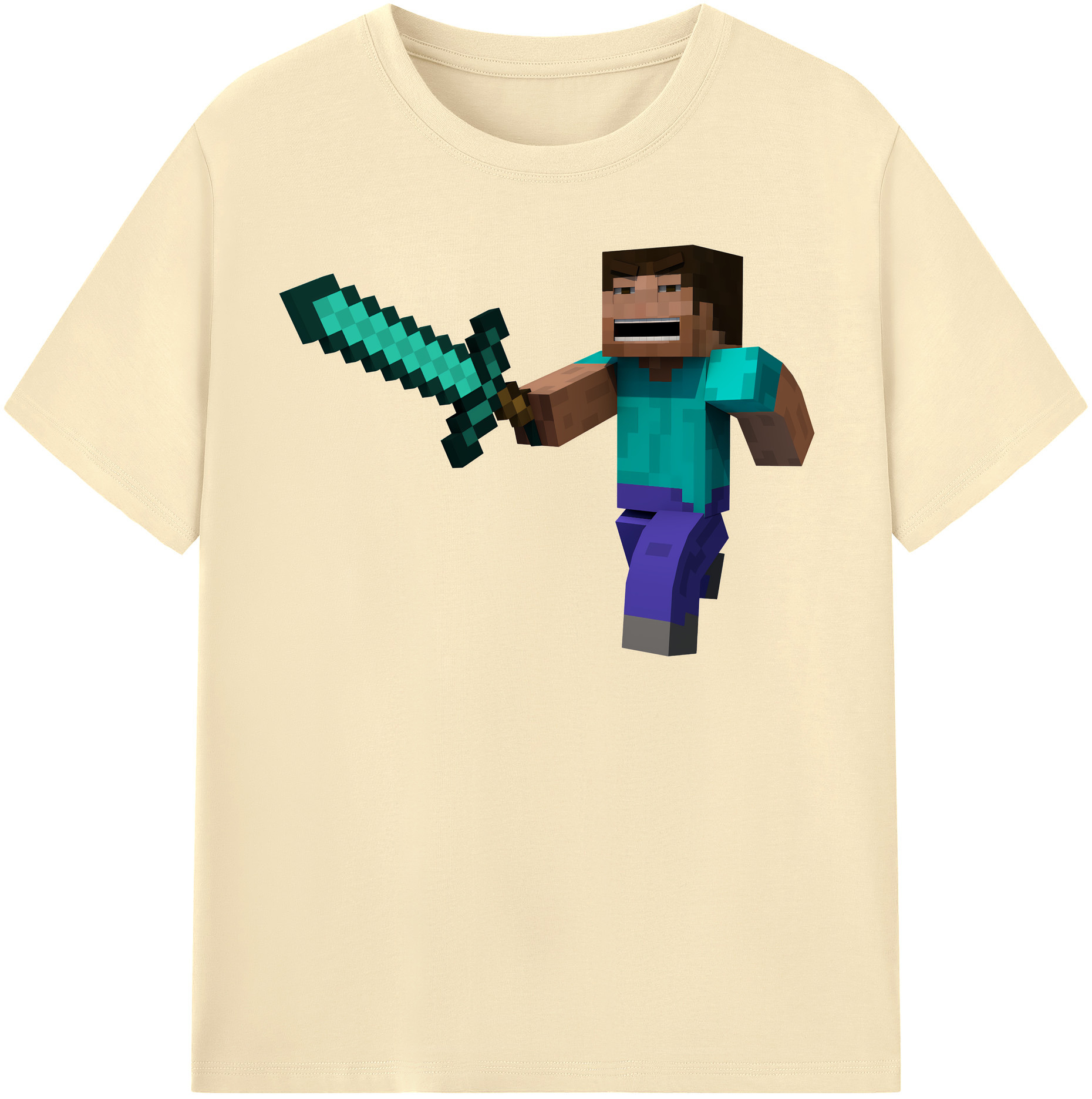 （画像用） マインクラフト ブロックの世界 Minecraft MC Block world 綿100％半袖Tシャツ（フロントプリント）