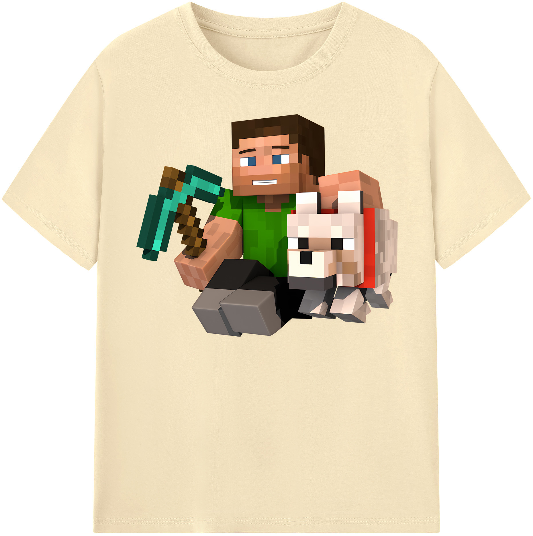 （画像用） マインクラフト ブロックの世界 Minecraft MC Block world 綿100％半袖Tシャツ（フロントプリント）