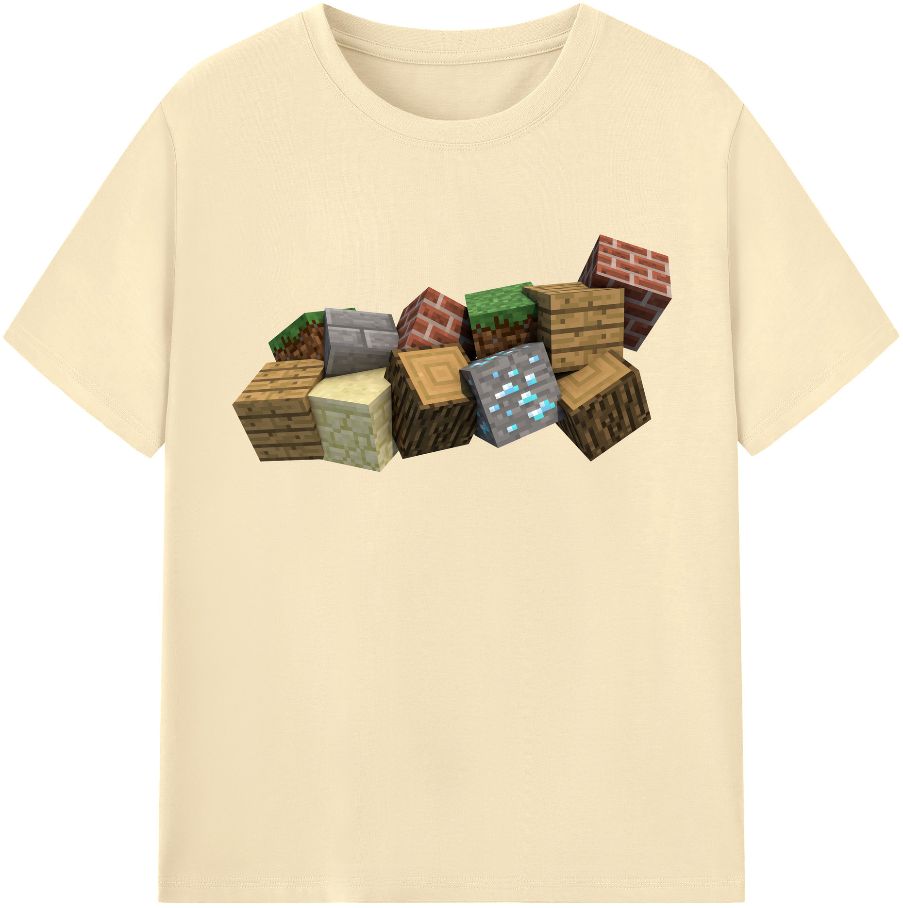 （画像用） マインクラフト ブロックの世界 Minecraft MC Block world 綿100％半袖Tシャツ（フロントプリント）