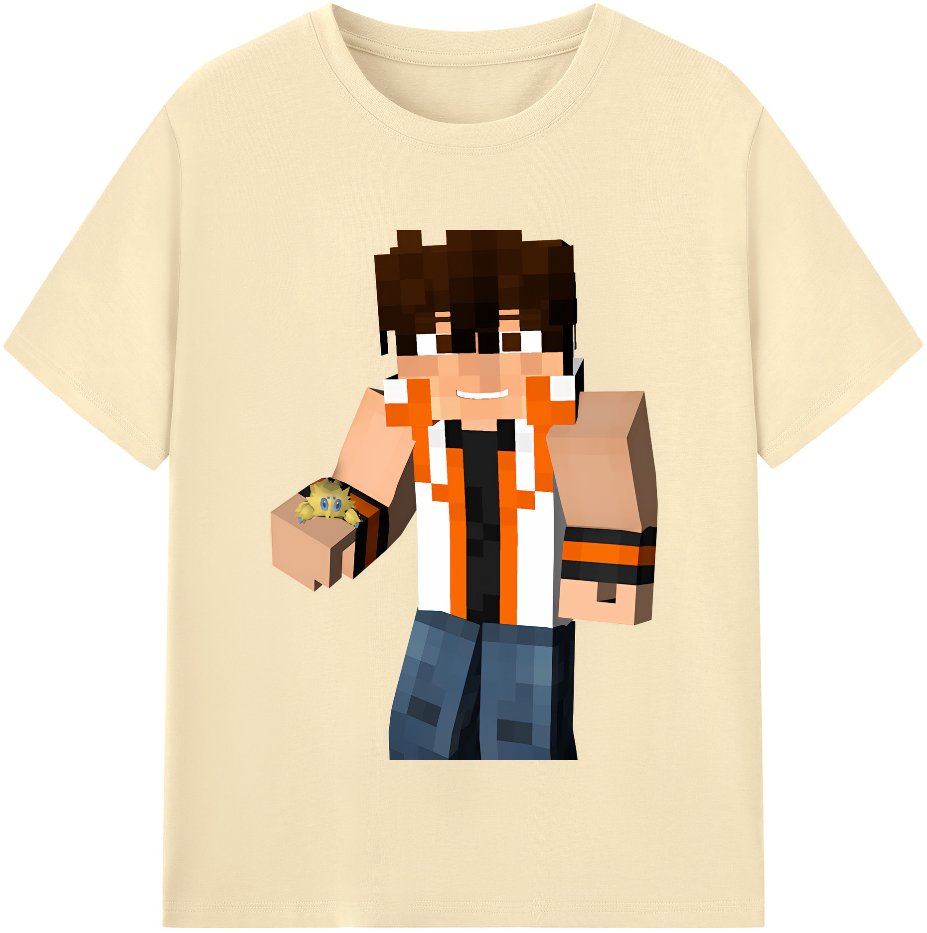 （画像用） マインクラフト ブロックの世界 Minecraft MC Block world 綿100％半袖Tシャツ（フロントプリント）