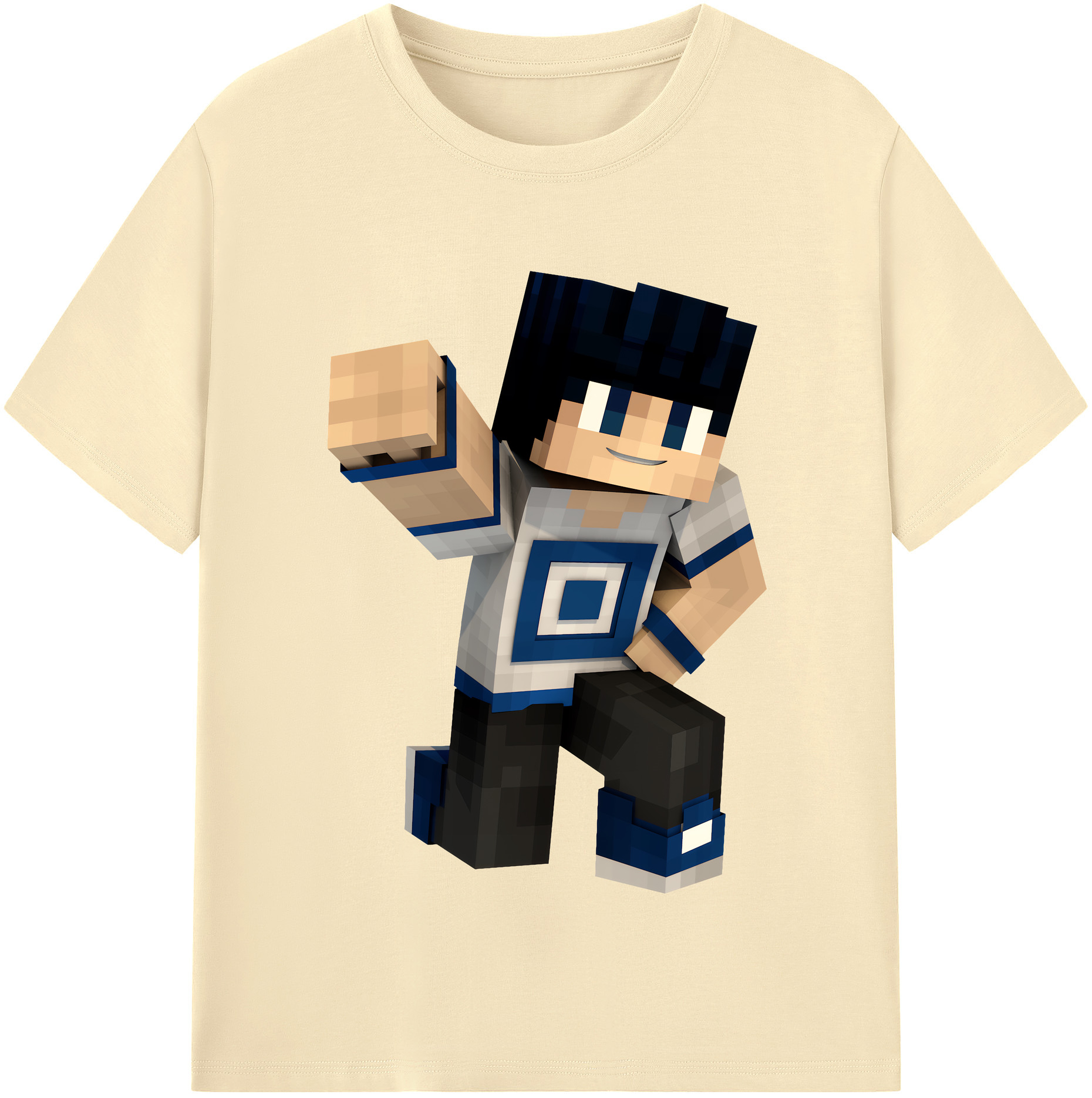 （画像用） マインクラフト ブロックの世界 Minecraft MC Block world 綿100％半袖Tシャツ（フロントプリント）