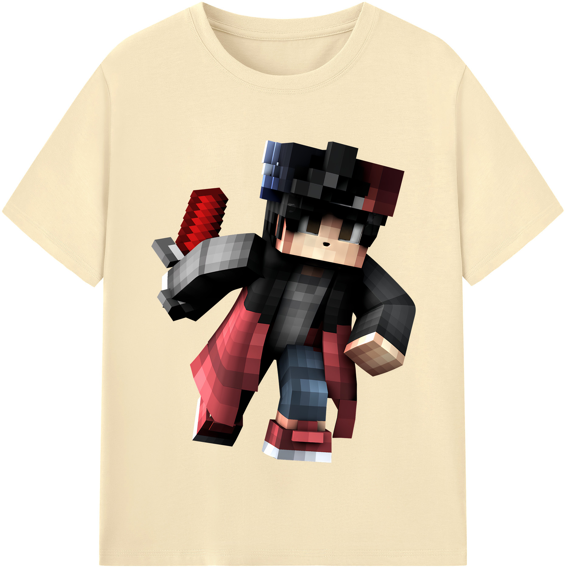 （画像用） マインクラフト ブロックの世界 Minecraft MC Block world 綿100％半袖Tシャツ（フロントプリント）