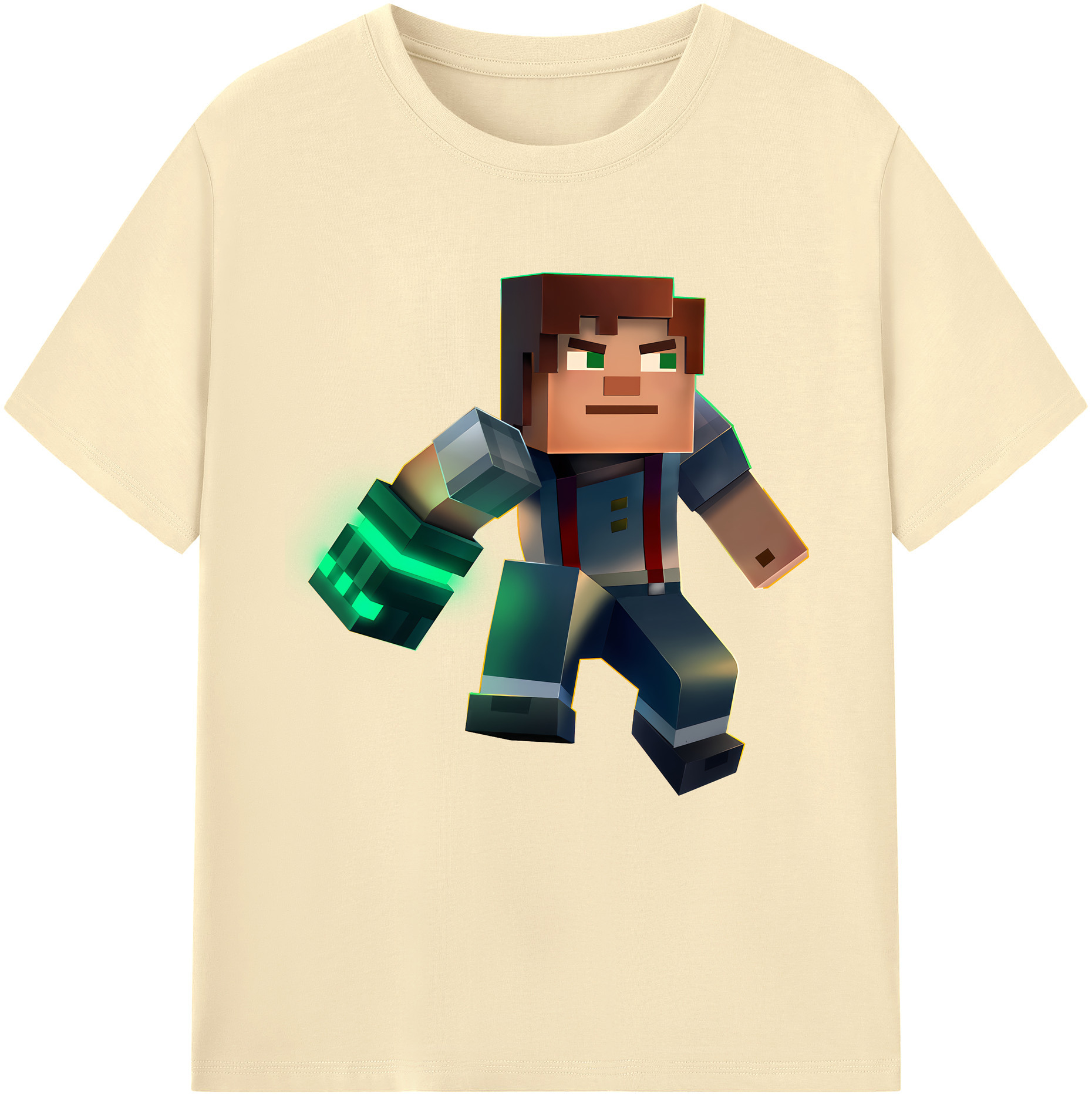 （画像用） マインクラフト ブロックの世界 Minecraft MC Block world 綿100％半袖Tシャツ（フロントプリント）