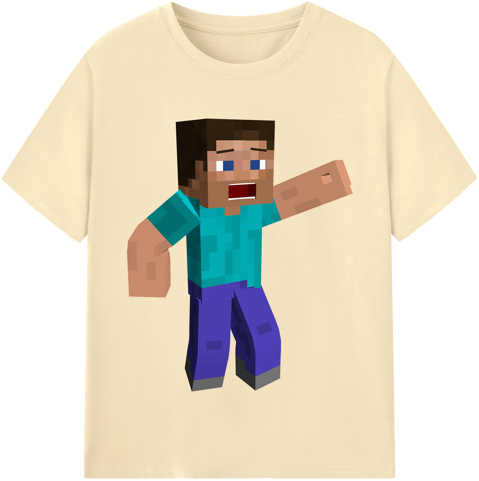 （画像用） マインクラフト ブロックの世界 Minecraft MC Block world 綿100％半袖Tシャツ（フロントプリント）