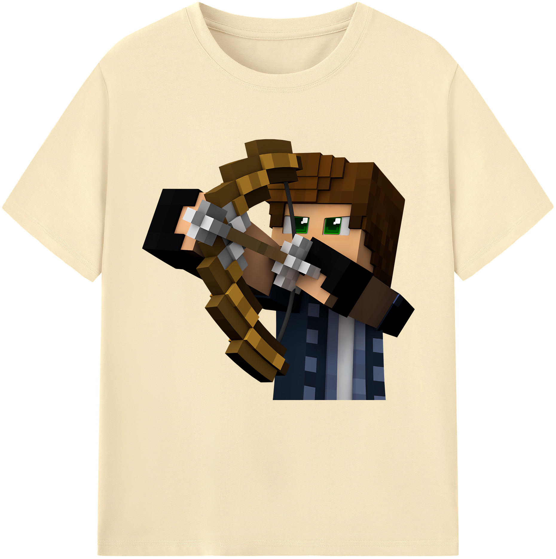 （画像用） マインクラフト ブロックの世界 Minecraft MC Block world 綿100％半袖Tシャツ（フロントプリント）