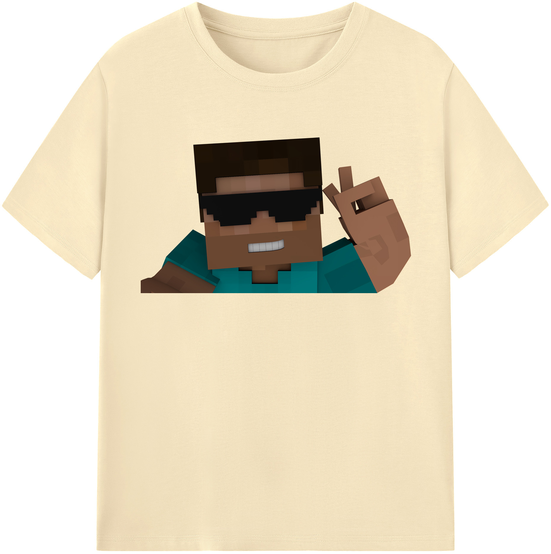 （画像用） マインクラフト ブロックの世界 Minecraft MC Block world 綿100％半袖Tシャツ（フロントプリント）