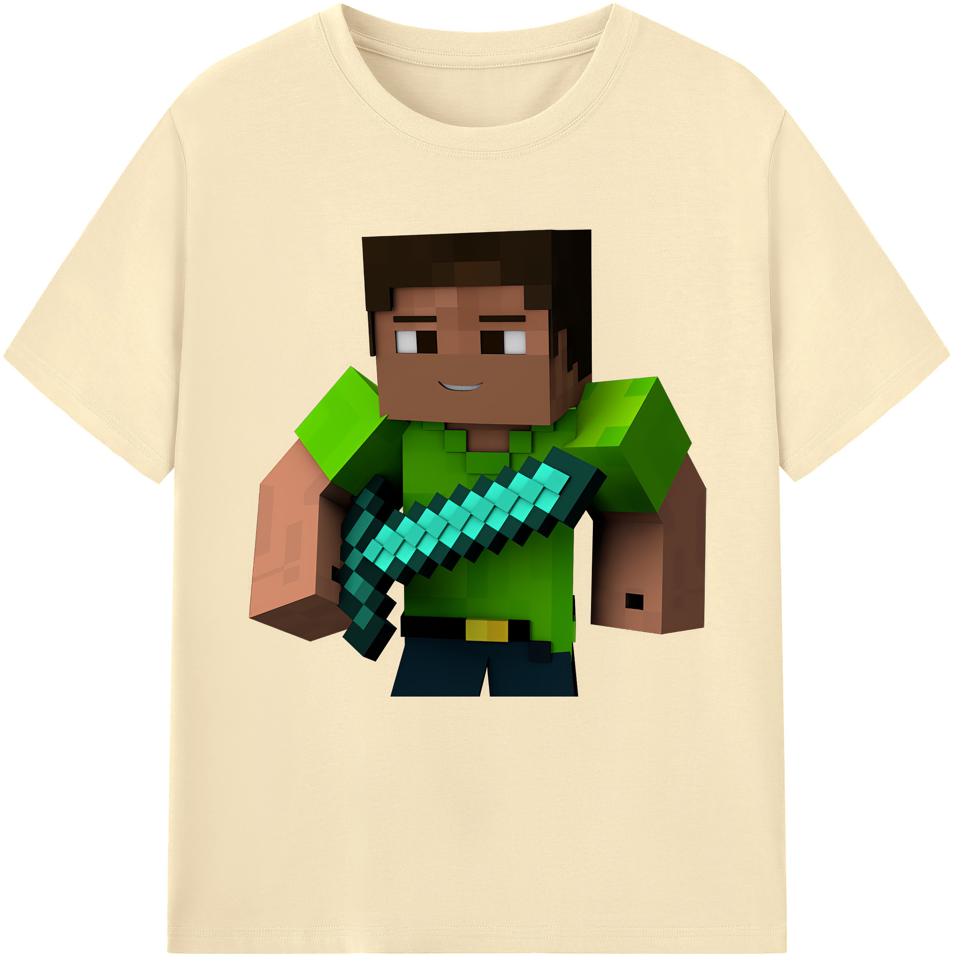 （画像用） マインクラフト ブロックの世界 Minecraft MC Block world 綿100％半袖Tシャツ（フロントプリント）