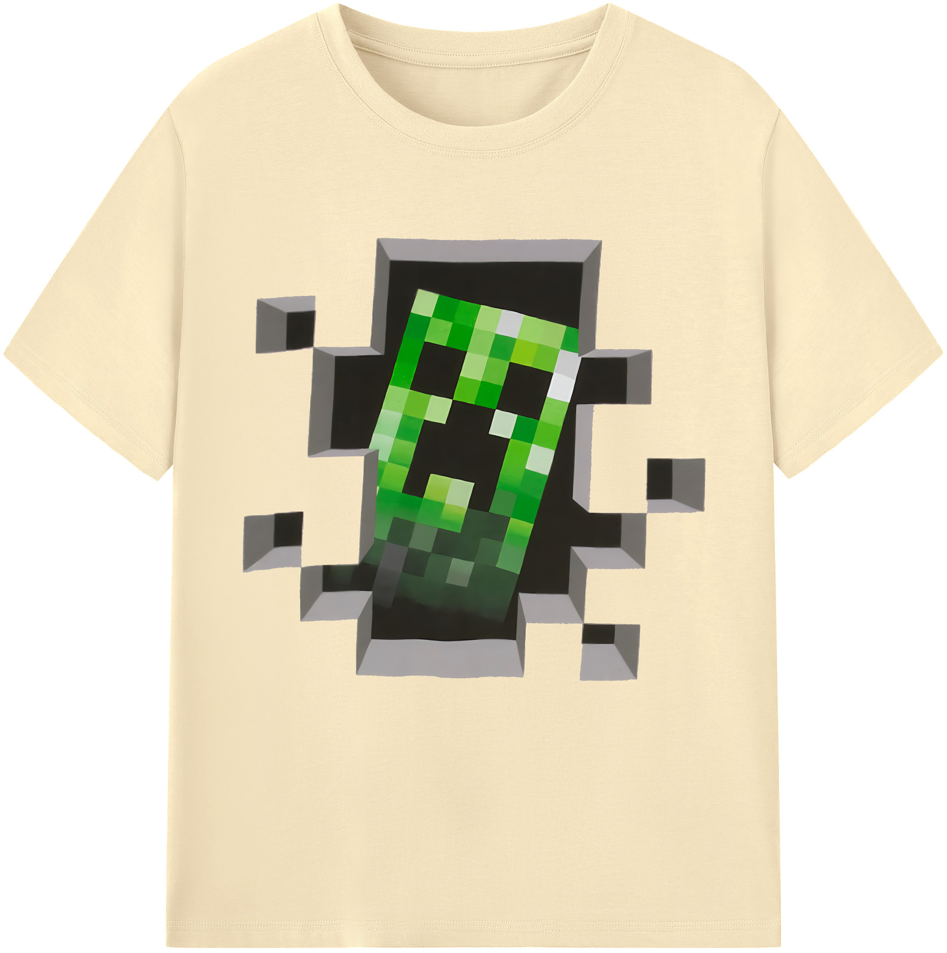 （画像用） マインクラフト ブロックの世界 Minecraft MC Block world 綿100％半袖Tシャツ（フロントプリント）