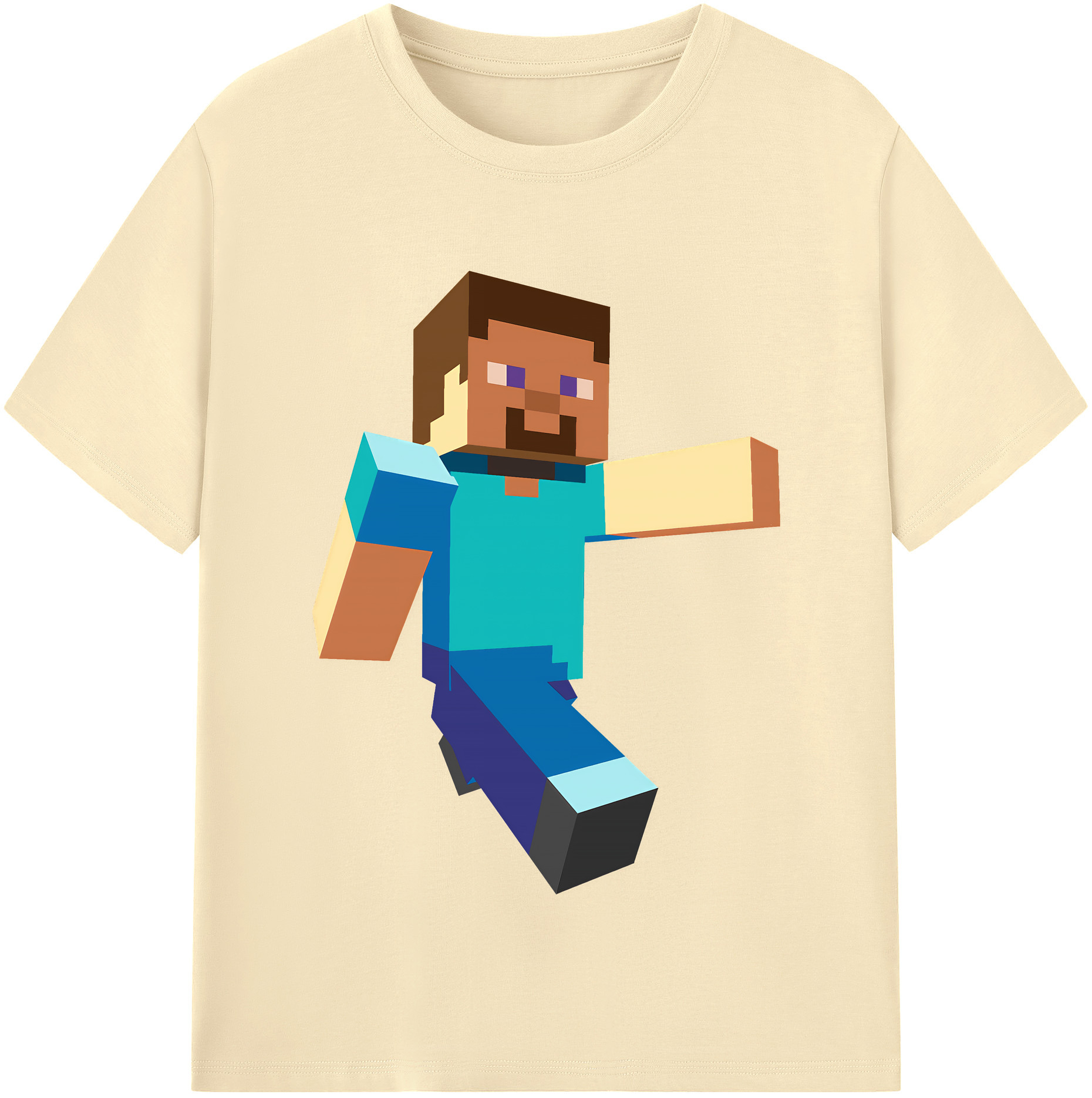 （画像用） マインクラフト ブロックの世界 Minecraft MC Block world 綿100％半袖Tシャツ（フロントプリント）