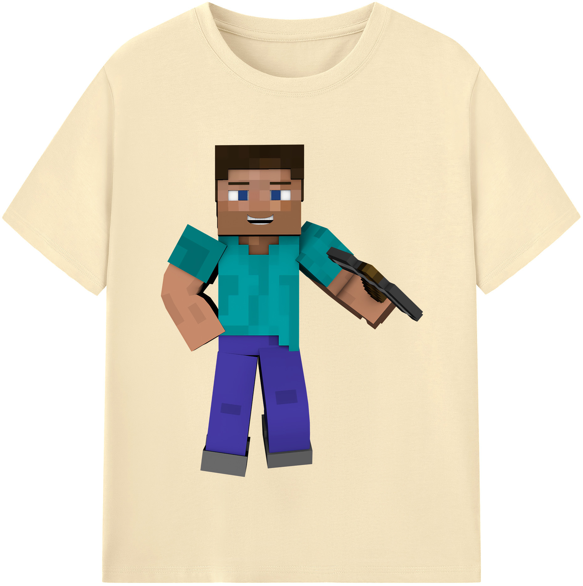 （画像用） マインクラフト ブロックの世界 Minecraft MC Block world 綿100％半袖Tシャツ（フロントプリント）