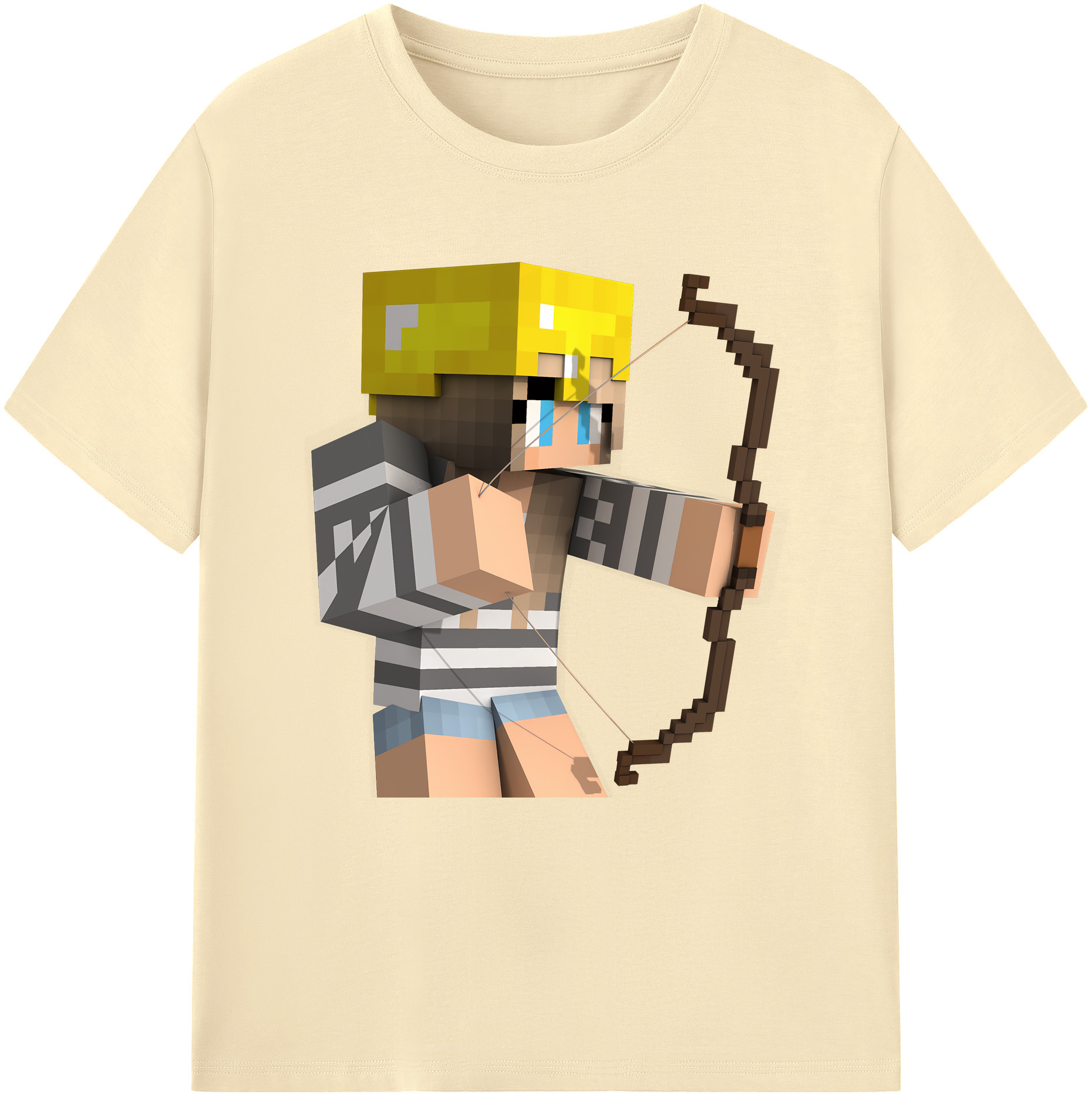 （画像用） マインクラフト ブロックの世界 Minecraft MC Block world 綿100％半袖Tシャツ（フロントプリント）